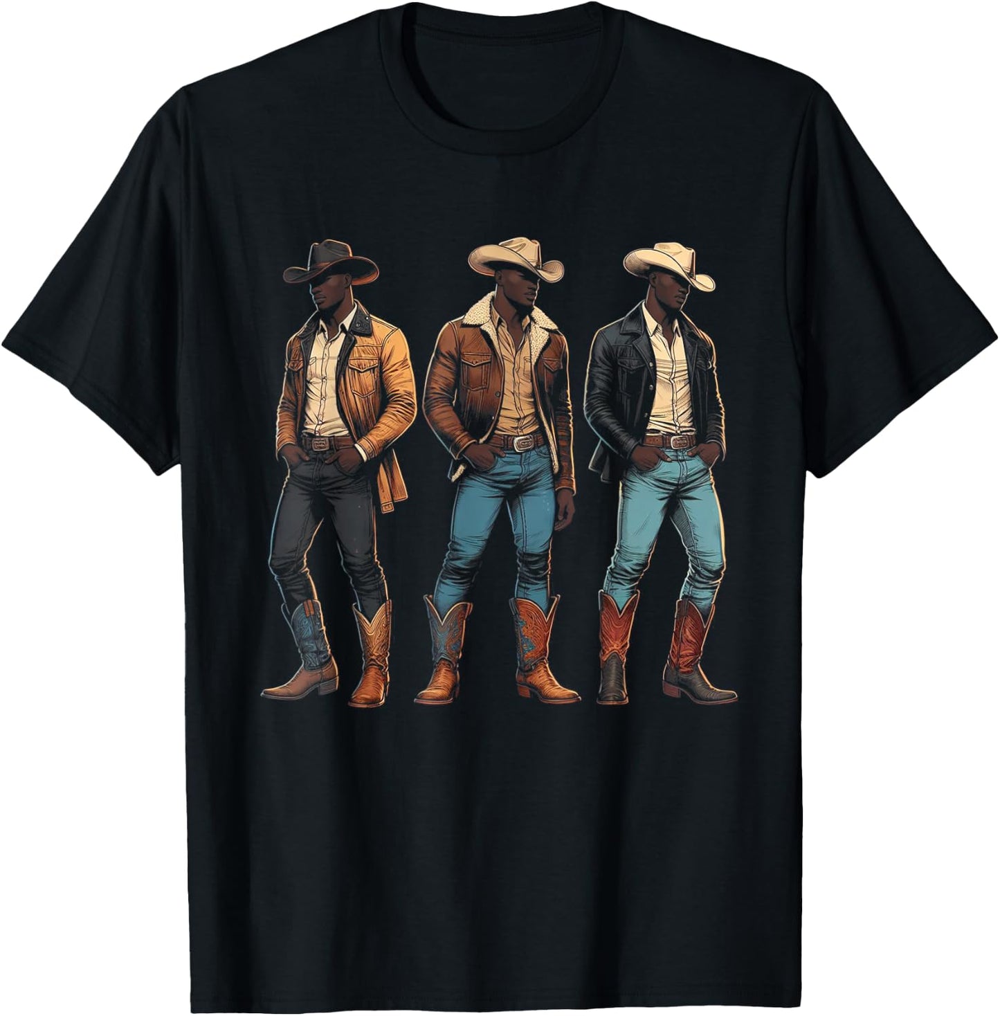 Black Cowboy Western Rodeo Melanin Black History Texas Men T-Shirt - T-Shirt | Black