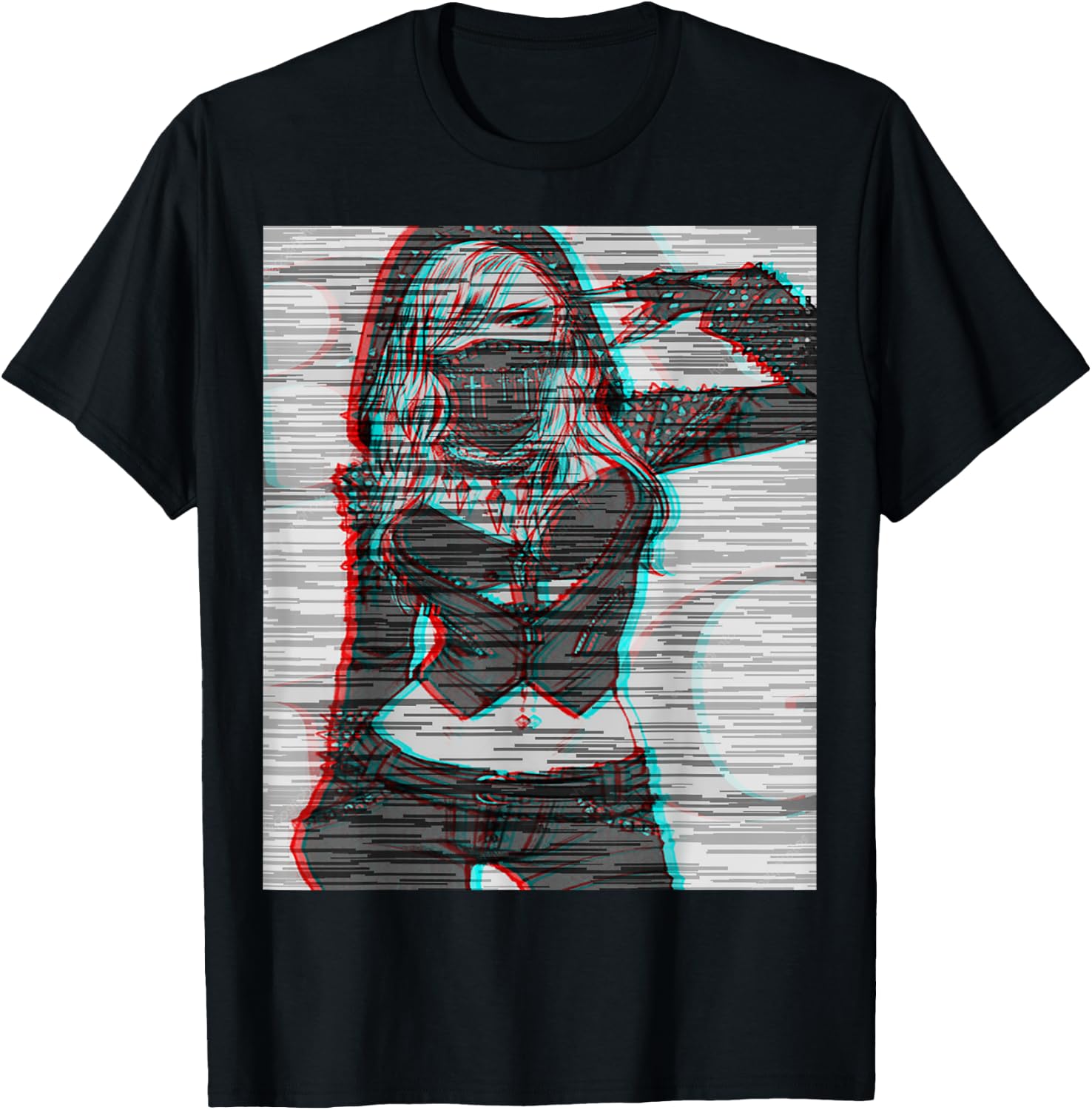 Gangsta glitch cyber assassin t shirt T-Shirt - T-Shirt | Black