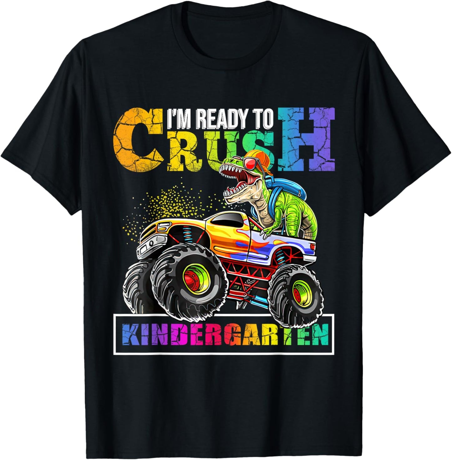 Back To School Boy Dinosaur I'm Ready To Crush Kindergarten T-Shirt - T-Shirt | Black