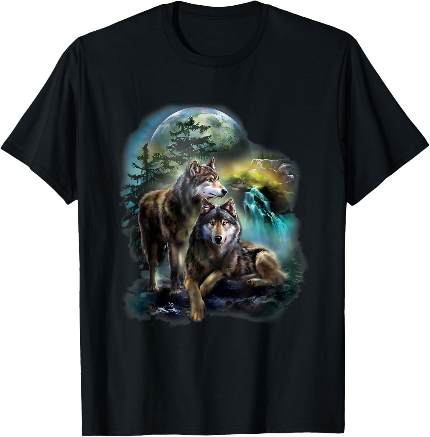 Vintage wolf Shirt wolf women Lovers for boys and girls T-Shirt - T-Shirt | Black