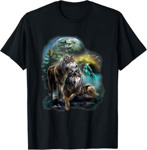 Vintage wolf Shirt wolf women Lovers for boys and girls T-Shirt - T-Shirt | Black