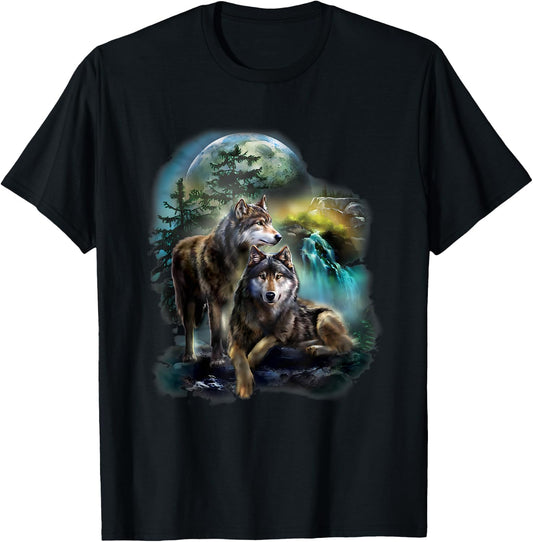 Vintage wolf Shirt wolf women Lovers for boys and girls T-Shirt - T-Shirt | Black