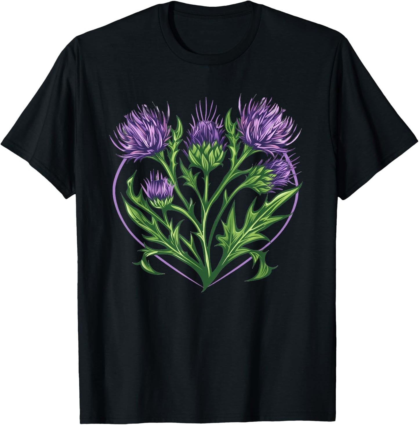 Thistle Flower In A Heart T-Shirt - T-Shirt | Black