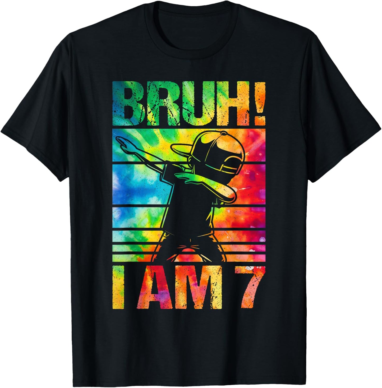 7 Year Birthday Tie Dye Dabbing Boy Bruh Its My 7th Birthday T-Shirt - T-Shirt | Black
