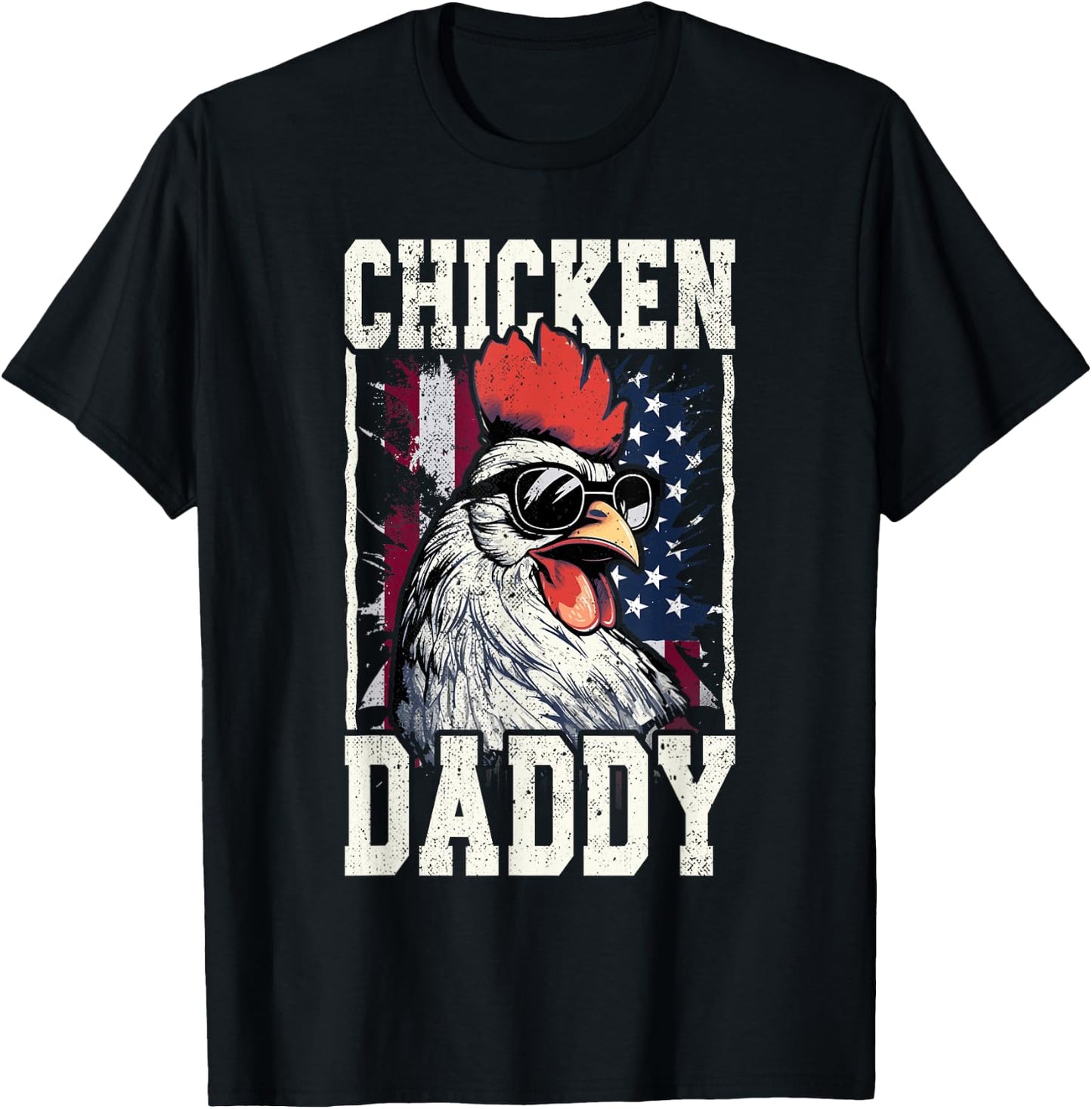 Patriotic Chicken Daddy - Chicken coop American rooster T-Shirt - T-Shirt | Black