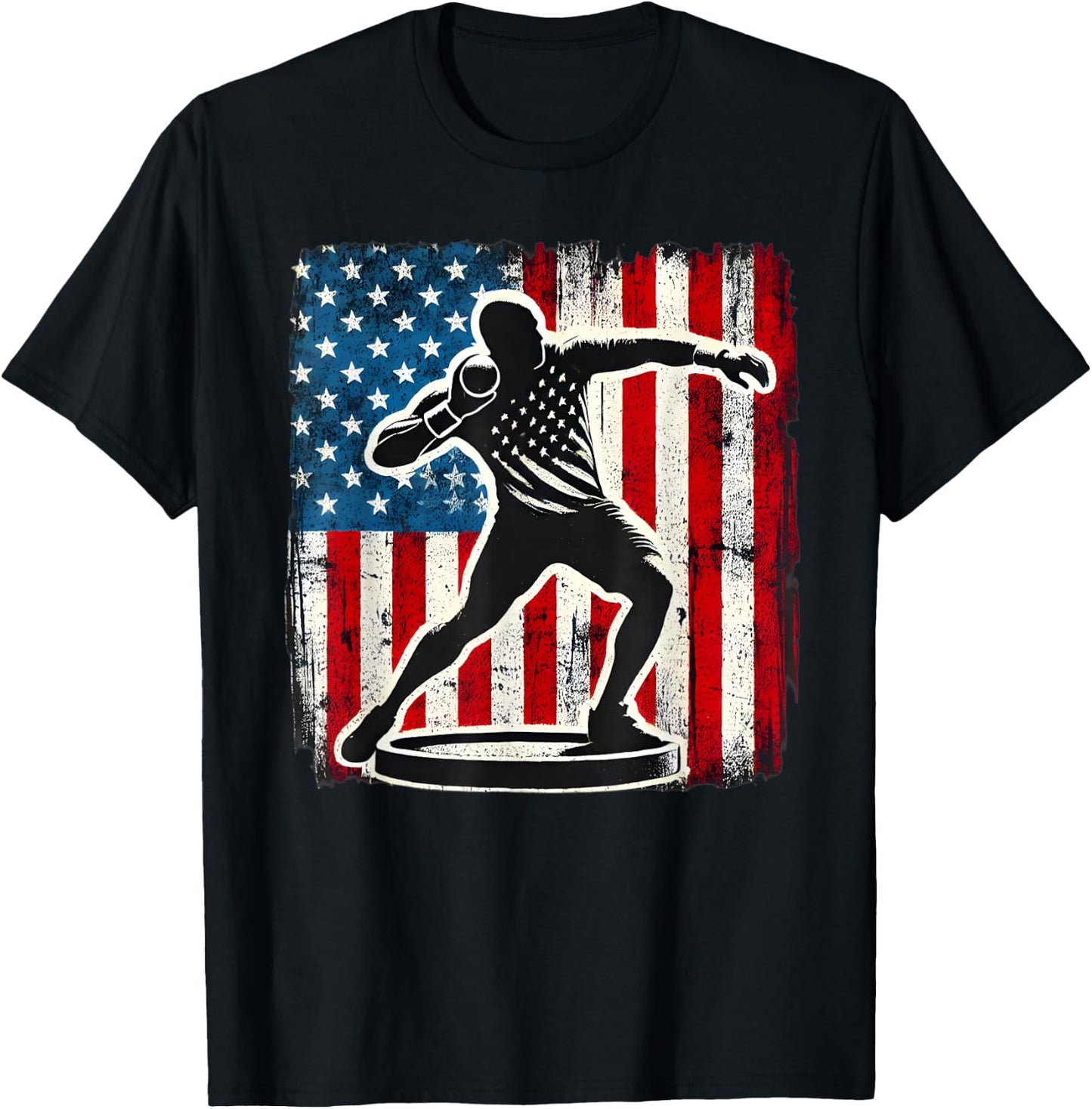 Shot Put Men Women Track And Field american flag T-Shirt - T-Shirt | Black