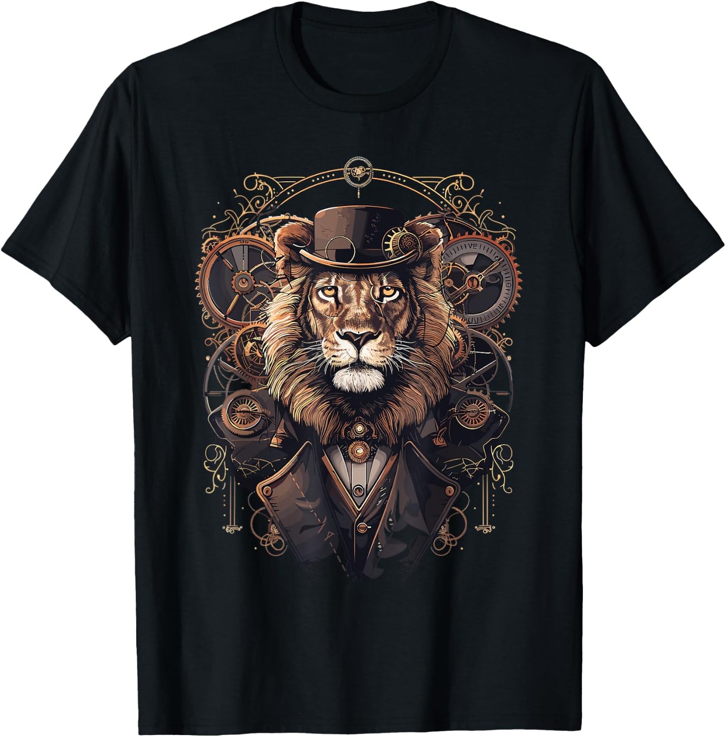Steam Punk Art Lion Steampunk T-Shirt - T-Shirt | Black