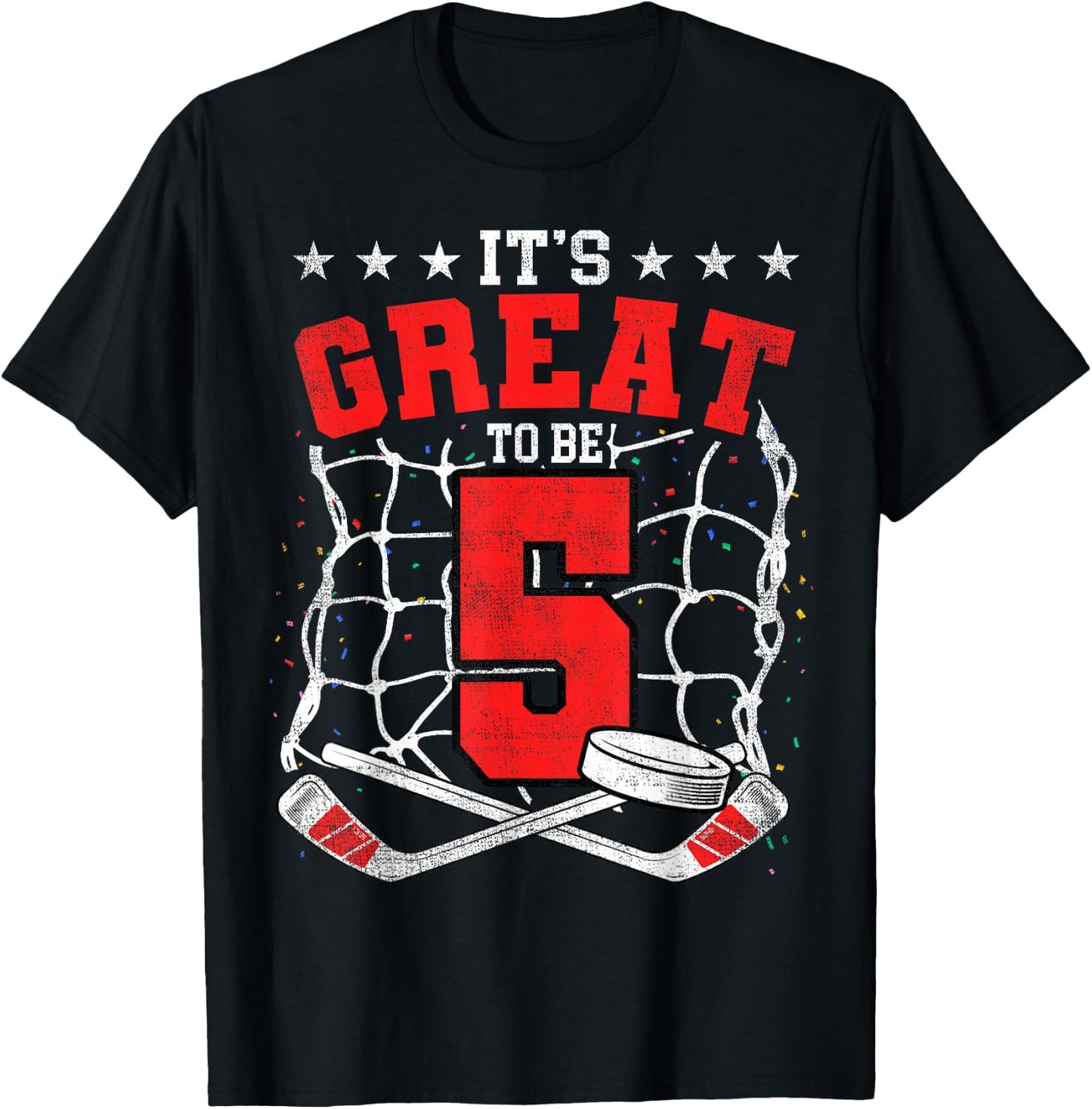 5th Birthday Hockey Lovers It's Great To Be 5 Years Old T-Shirt - T-Shirt | Black