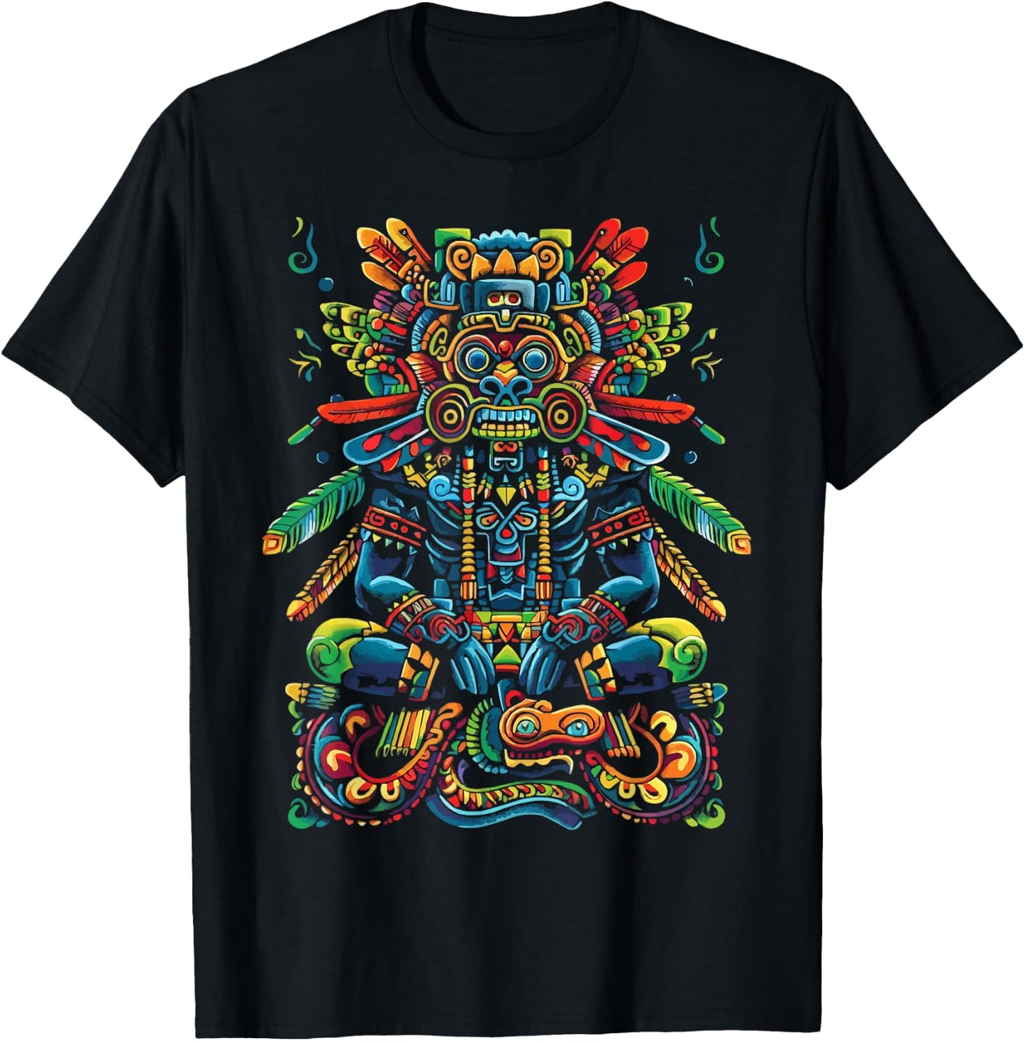 Aztec God Aztec Culture Mayan Indigenous Tlaloc Statue T-Shirt - T-Shirt | Black