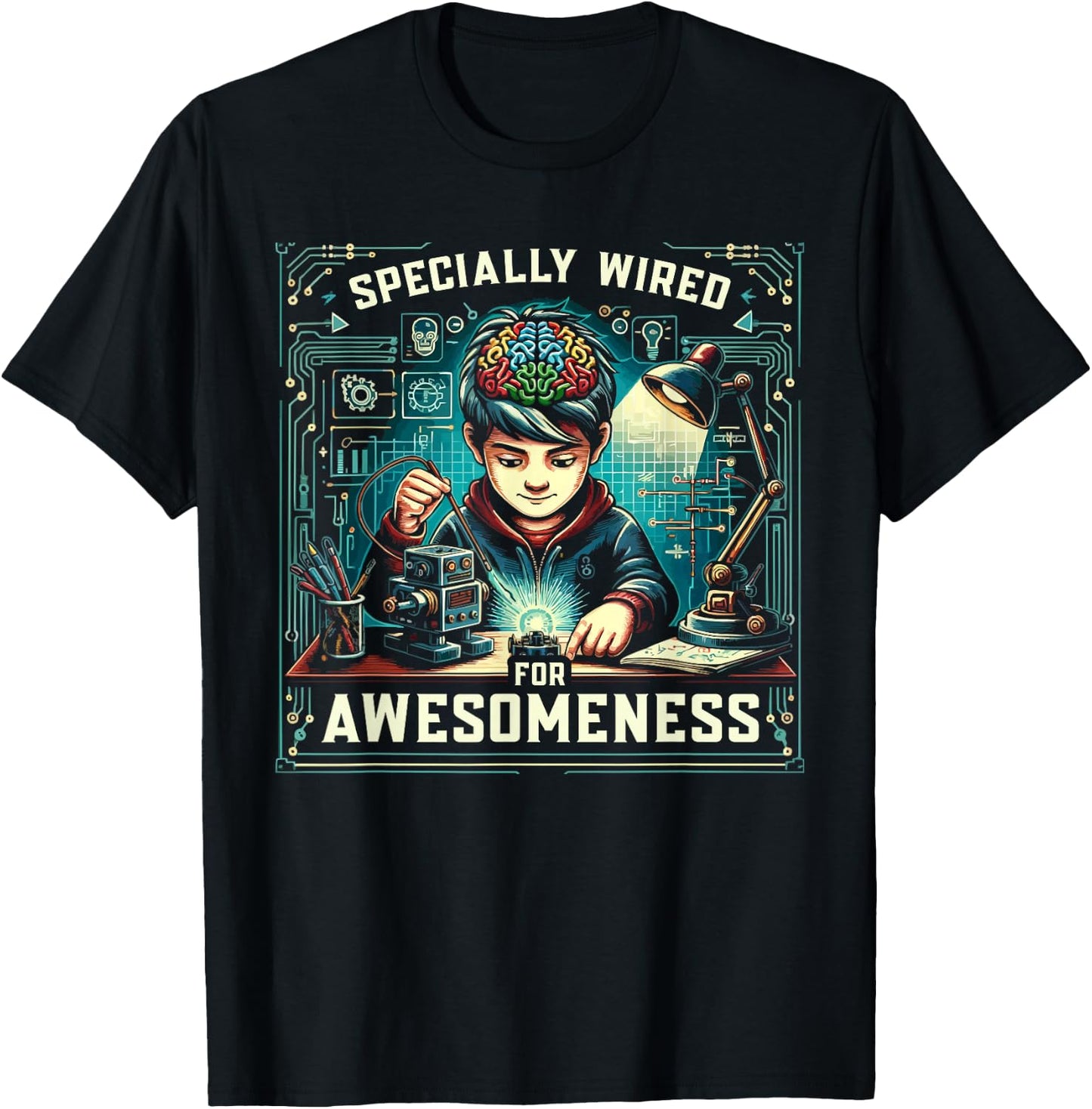 AuDHD Autism ADHD Autistic Spectrum Neurodiversity T-Shirt - T-Shirt | Black