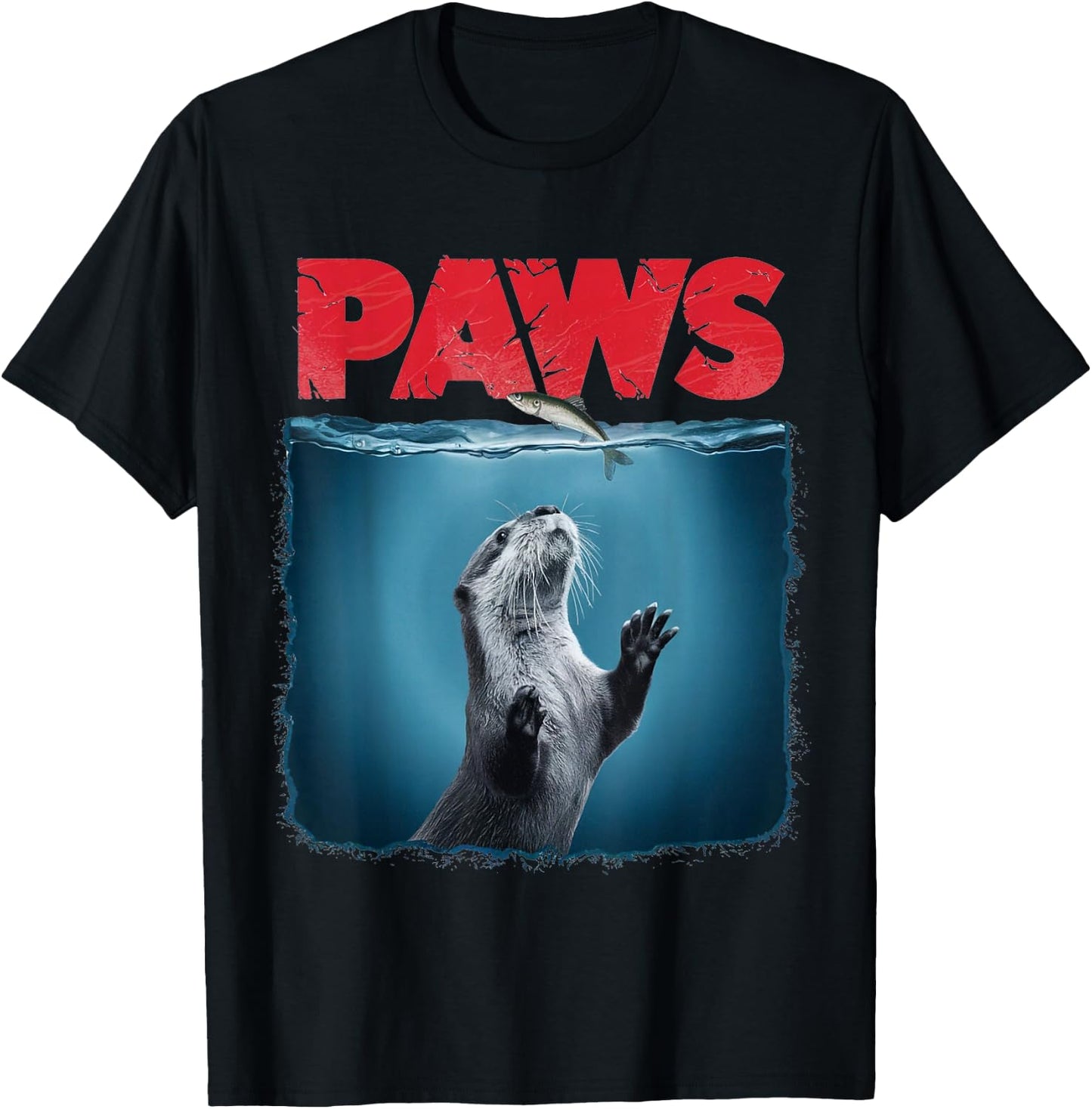 Cute Otter Shirt Paws Otter Ocean Animal Lover T-Shirt - T-Shirt | Black