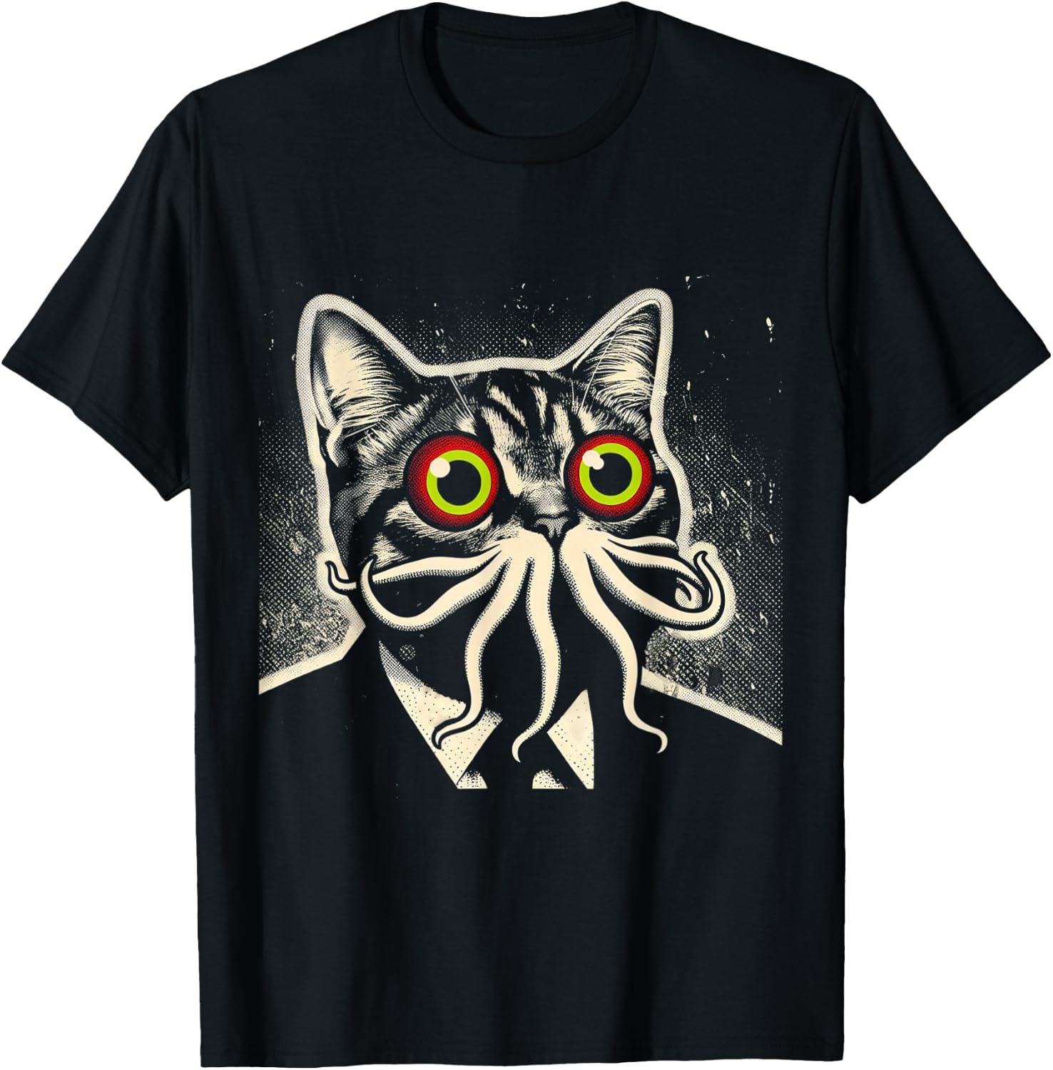 Cthulhu Cat Encounter Cosmic Mythos Feline T-Shirt - T-Shirt | Black