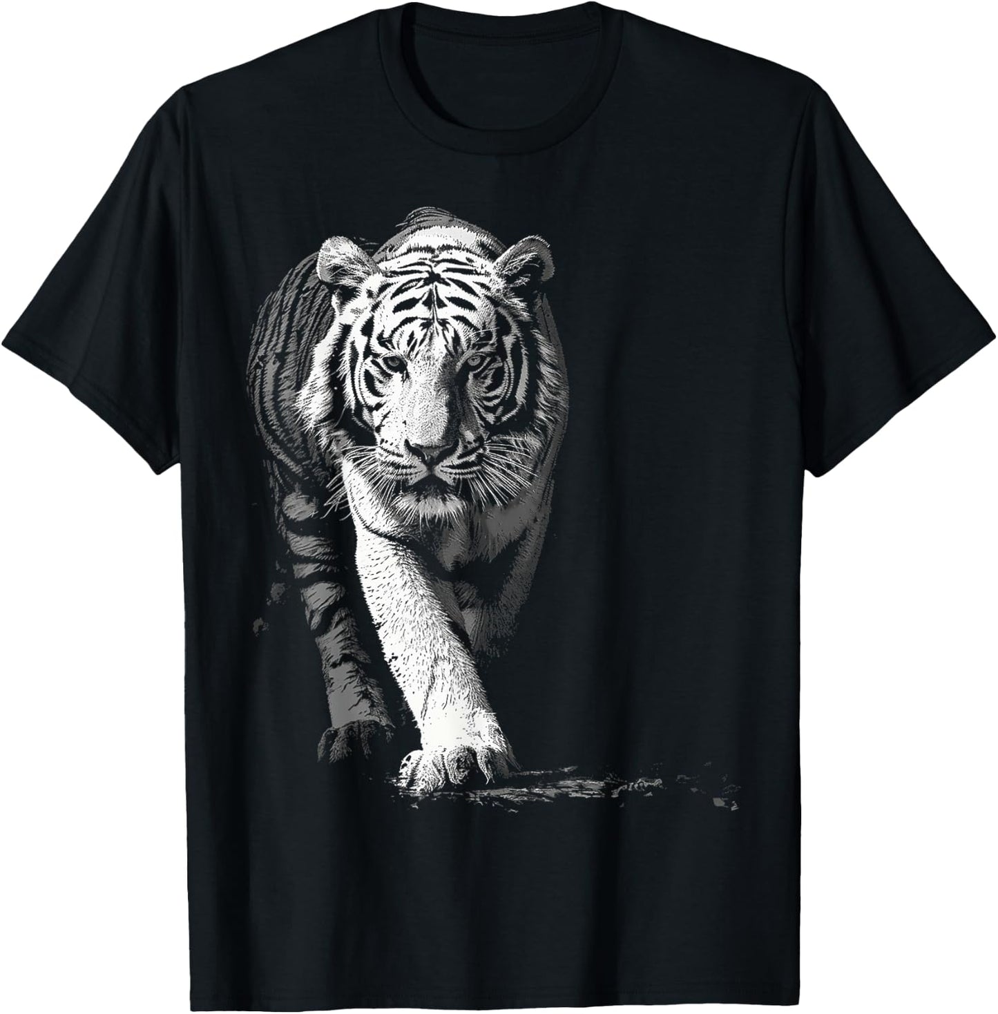 Tiger Drawing Animal Graphic Illustration Tiger T-Shirt - T-Shirt | Black