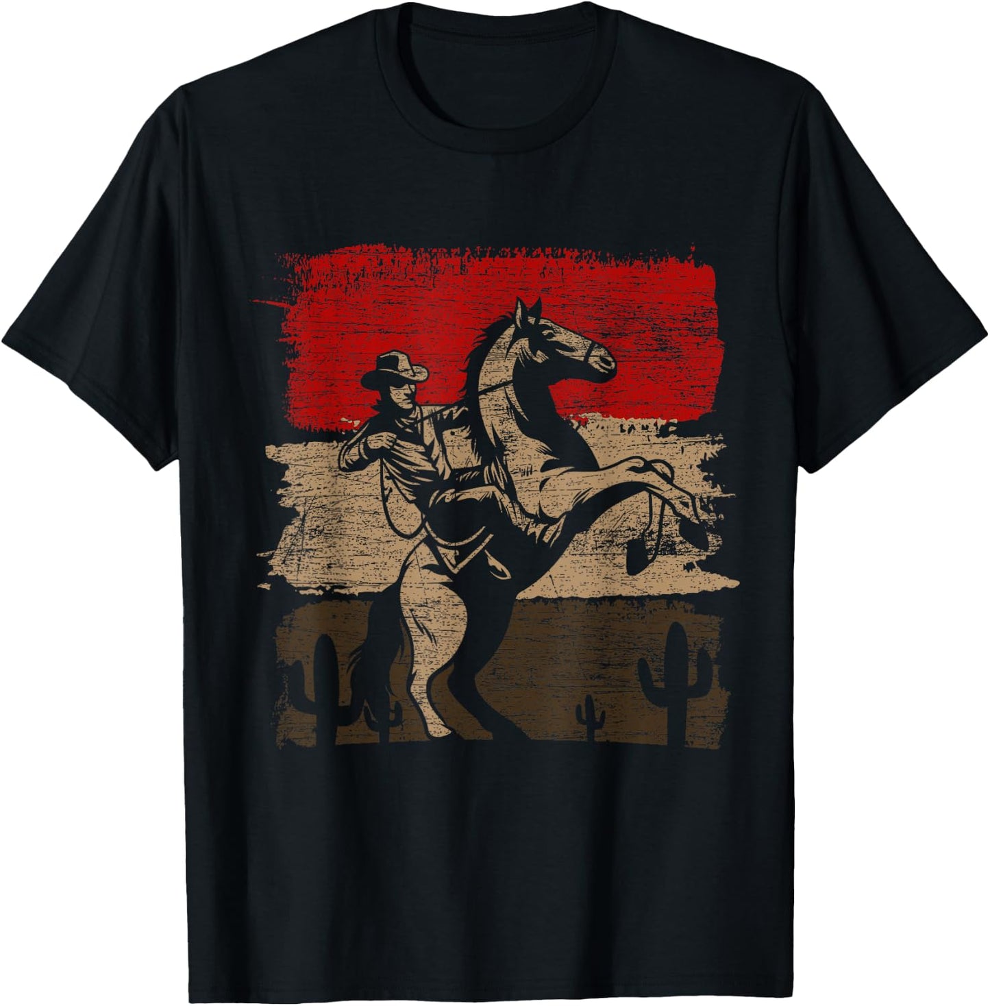 Geschenk Cowboy Liebhaber Country Cowboy Texas Animal Horse Cowboy Black -Adults -Kids Classic Fit Short Sleeve Cotton 60% Polyester 40% Small T-Shirt - T-Shirt | Black