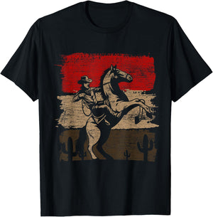 Geschenk Cowboy Liebhaber Country Cowboy Texas Animal Horse Cowboy Black -Adults -Kids Classic Fit Short Sleeve Cotton 60% Polyester 40% Small T-Shirt - T-Shirt | Black