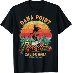 Vintage Dana Point Surf Paradise California Summer Camp Men Women T-Shirt - T-Shirt | Black