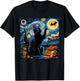 Halloween Van Gogh' Starry Night Black Cat Pumpkins Bats Women Kids T-Shirt - T-Shirt | Black