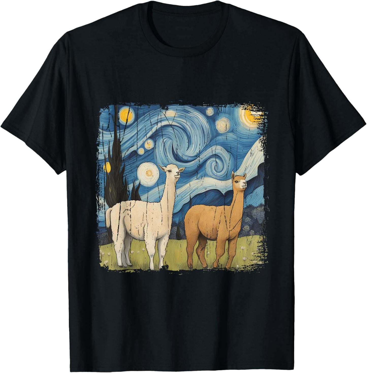 Cotopaxi Starry Night Artwork Llama National Park Souvenir T-Shirt - T-Shirt | Black