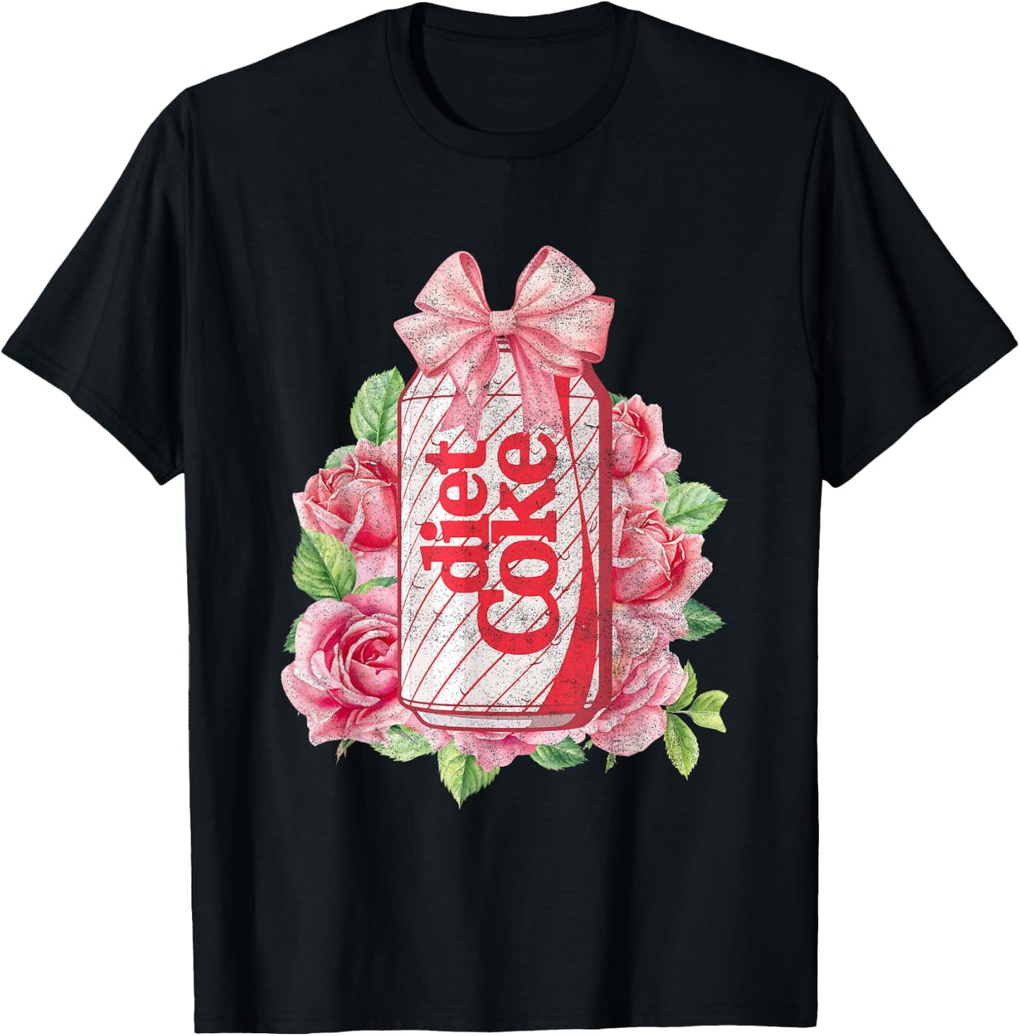 Coca-Cola Diet Coke With Pink Bow Floral Logo Vintage T-Shirt - T-Shirt | Black