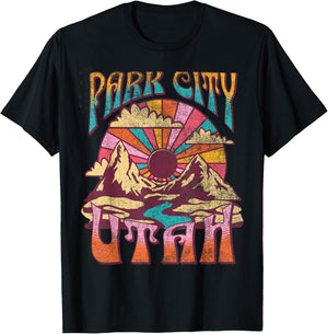 Park City Utah Nature Hiking Mountains Outdoors Vintage T-Shirt - T-Shirt | Black