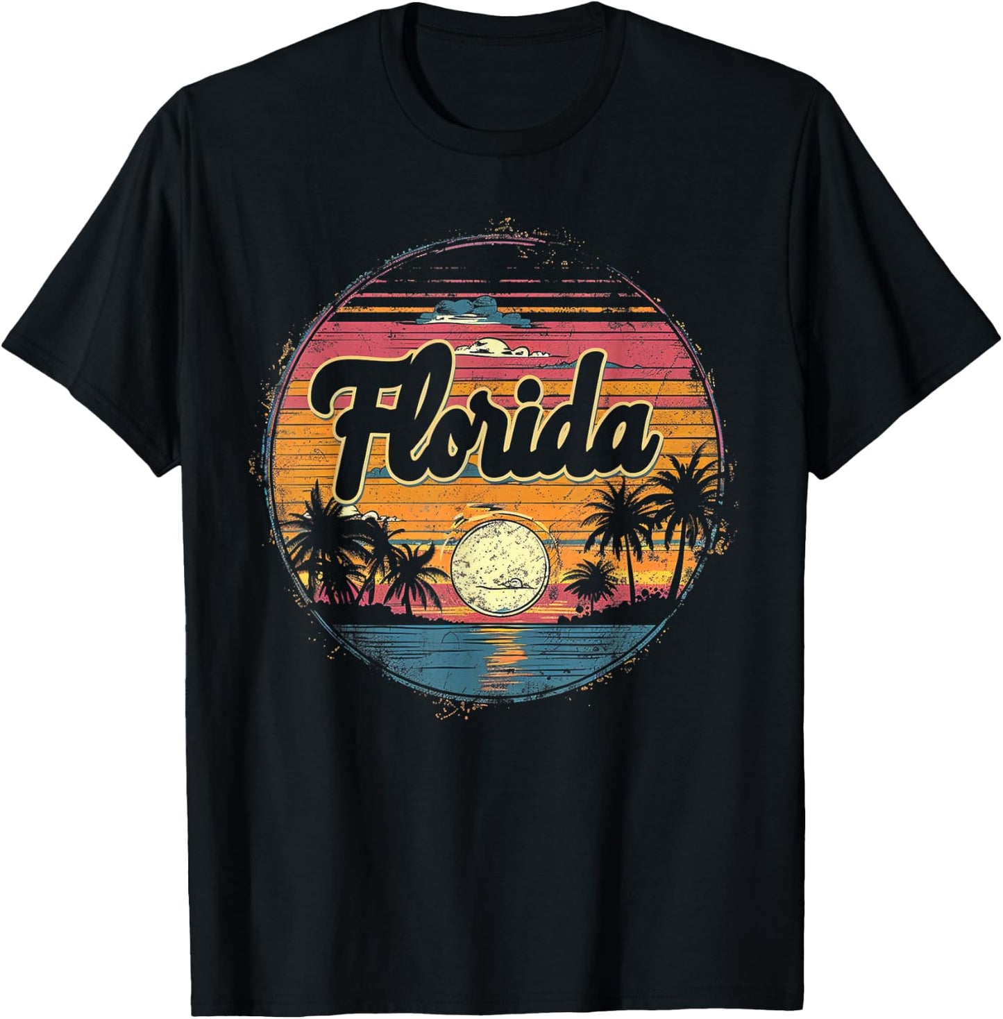 Florida - Cool Funny Vintage Men Women Retro Beach Palm Tree T-Shirt - T-Shirt | Black
