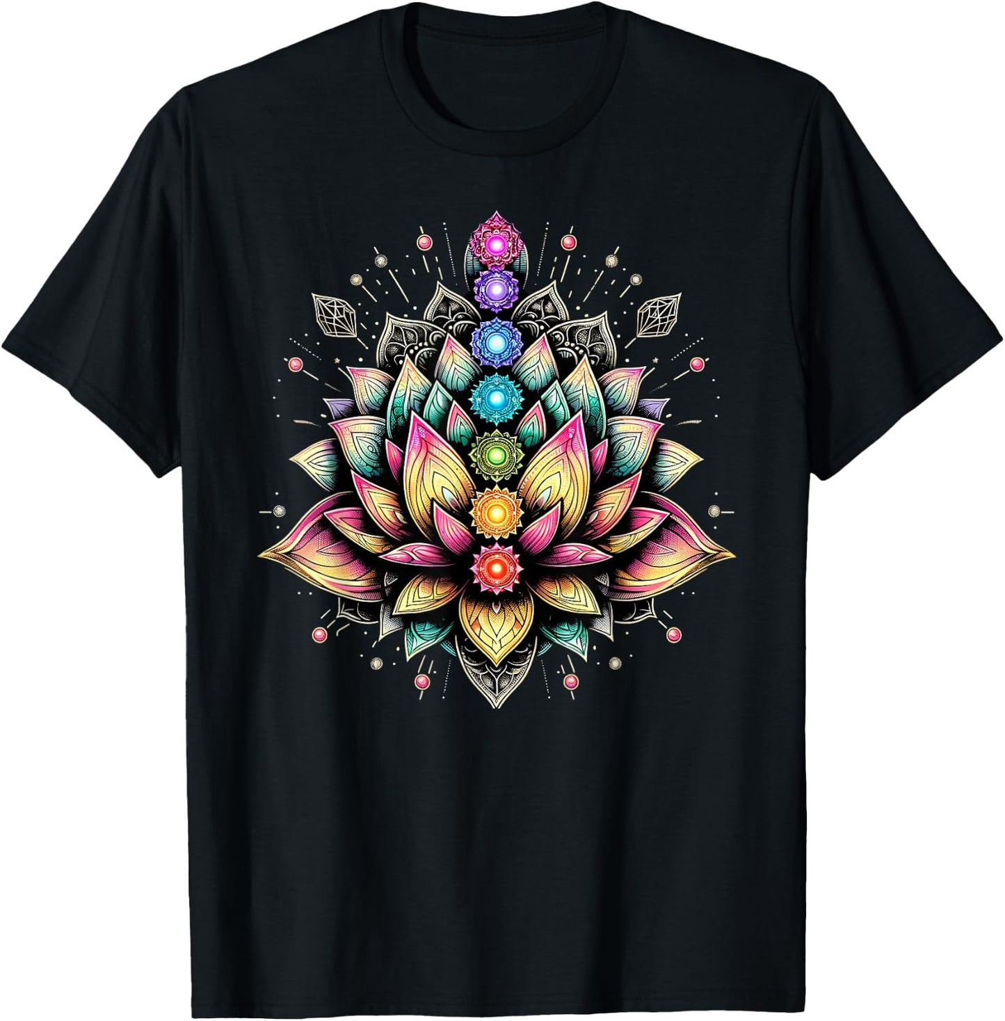 Chakra Lotus Flower Spiritual Yoga Lover T-Shirt - T-Shirt | Black