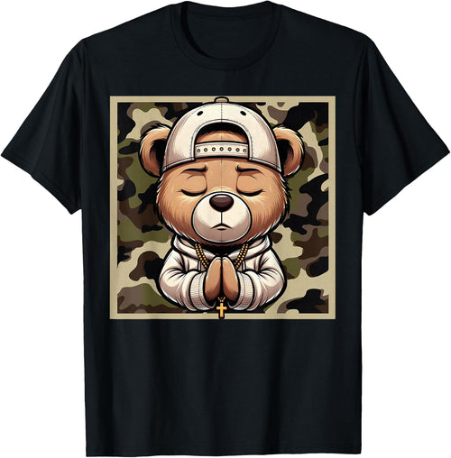 Camo Hip Hop Teddy Bear Praying Christian Streetwear Church