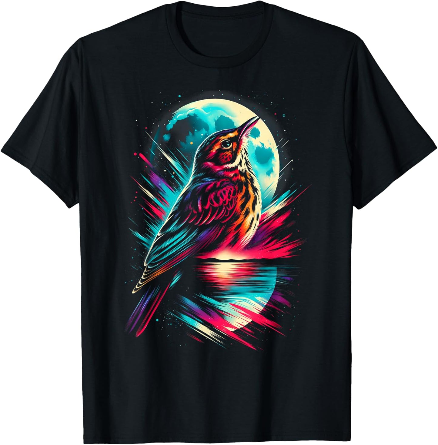 Colorful Lark Bird Spirit Animal Cool Illustration T-Shirt - T-Shirt | Black
