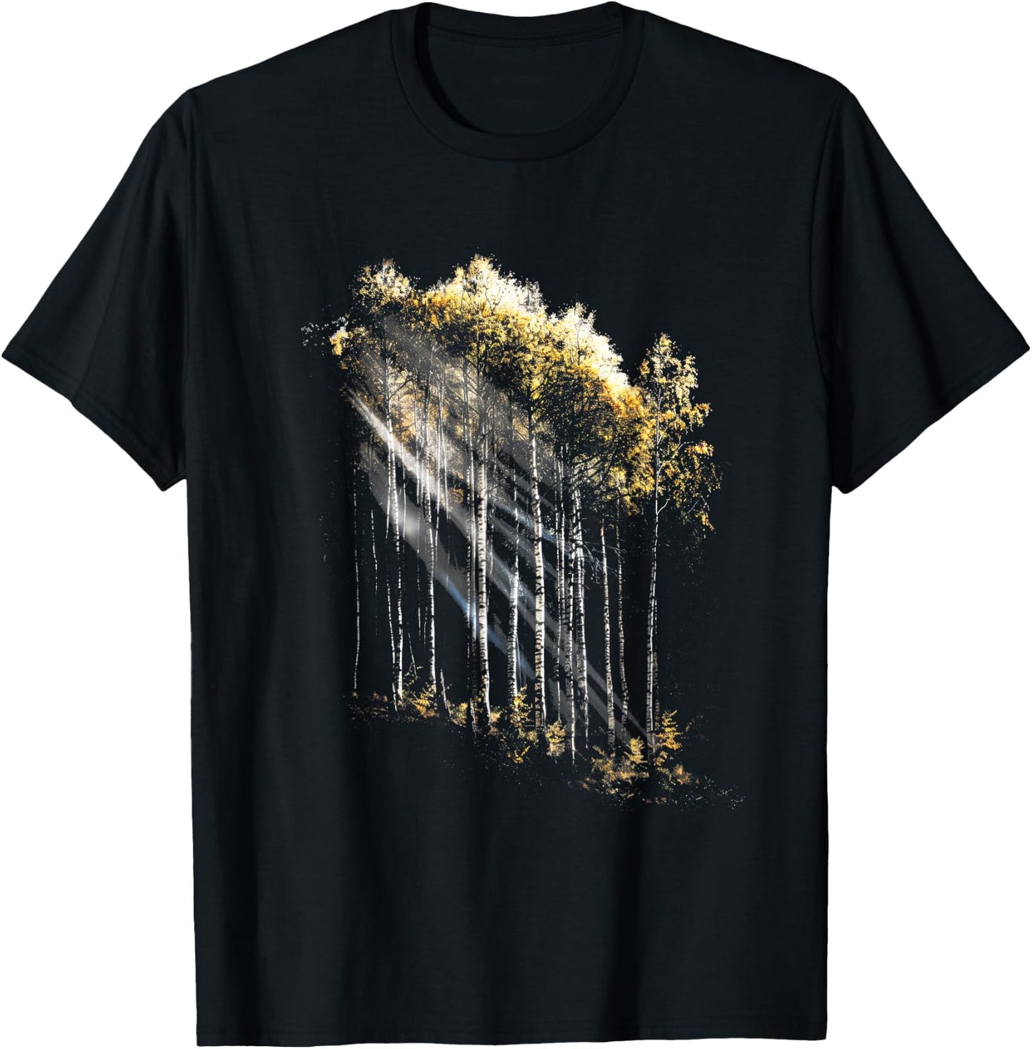 Realistic Forest Birch Tree Nature graphics T-Shirt - T-Shirt | Black