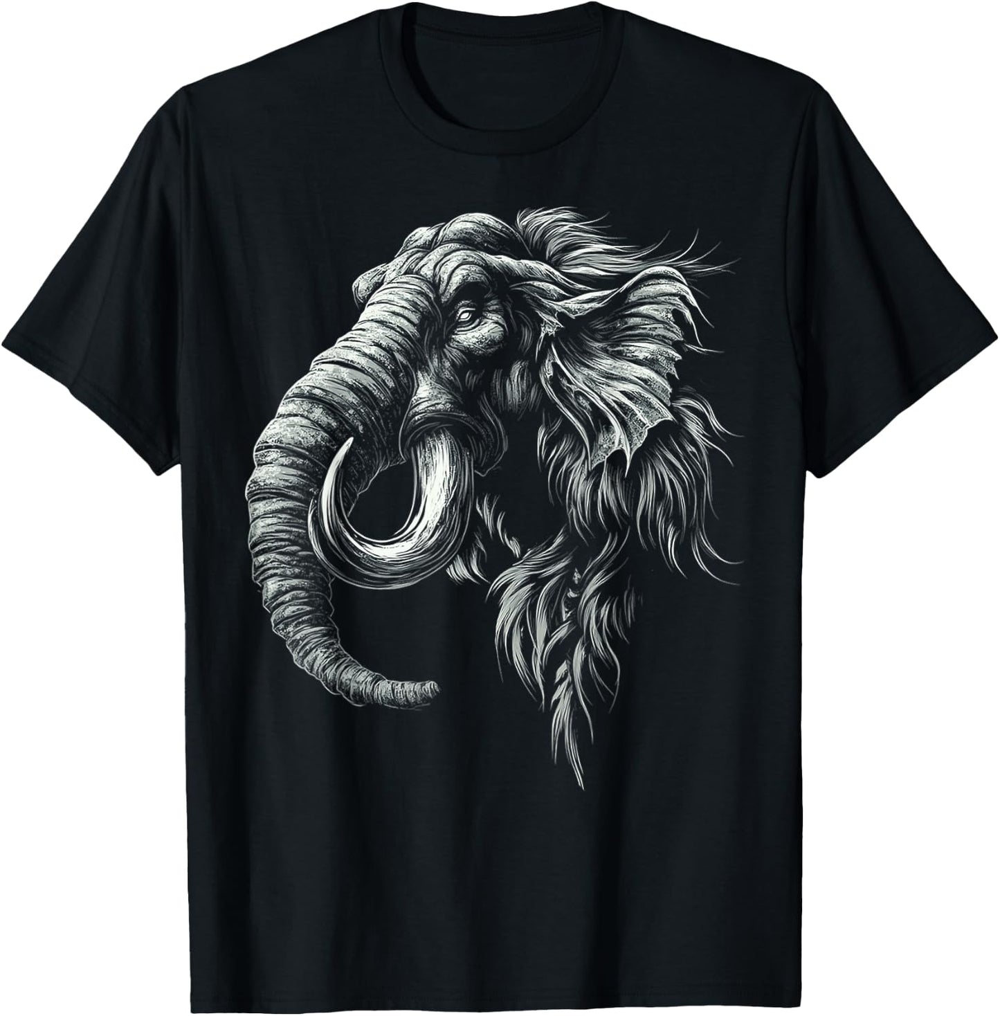 Mammoth Mythical Motif Fantasy Art Mammoth T-Shirt - T-Shirt | Black