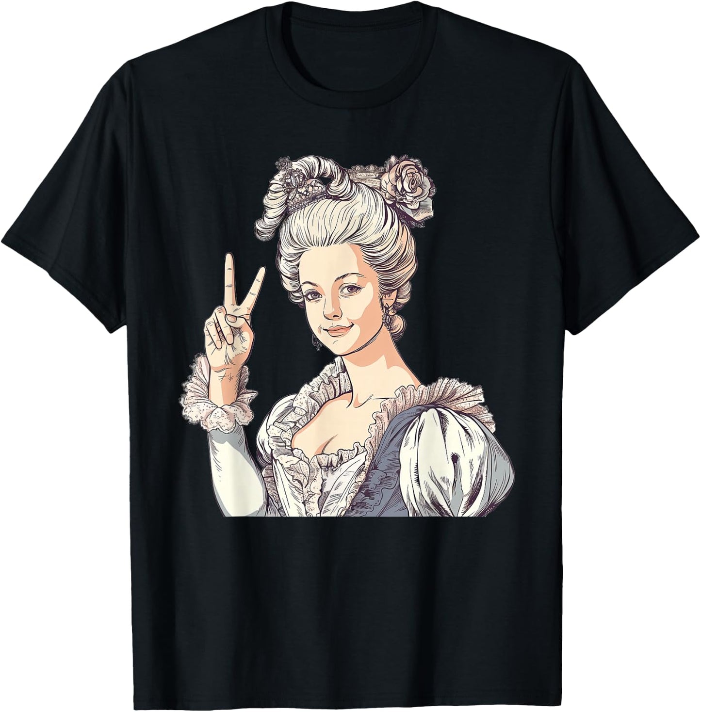 Marie Antoinette Showing The Peace Sign T-Shirt - T-Shirt | Black