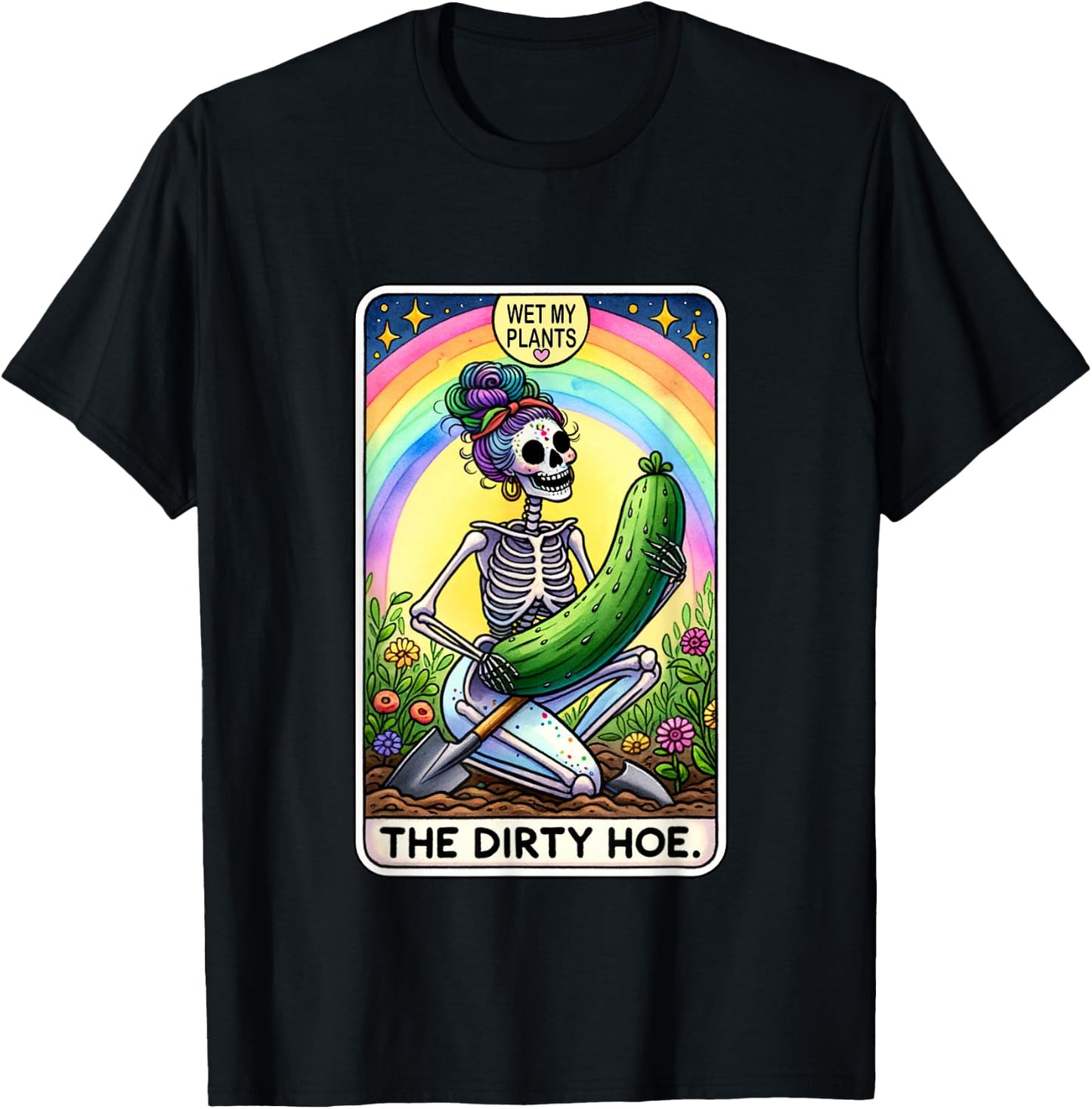 Funny Dirty Gardening Tarot Card The Dirty Hoe T-Shirt - T-Shirt | Black