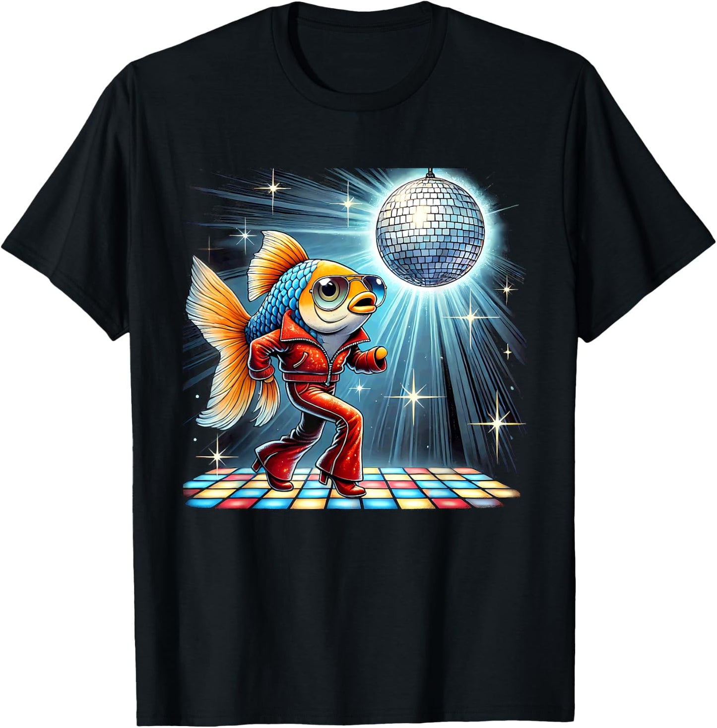 Aesthetic Fish Disco T-Shirt - T-Shirt | Black