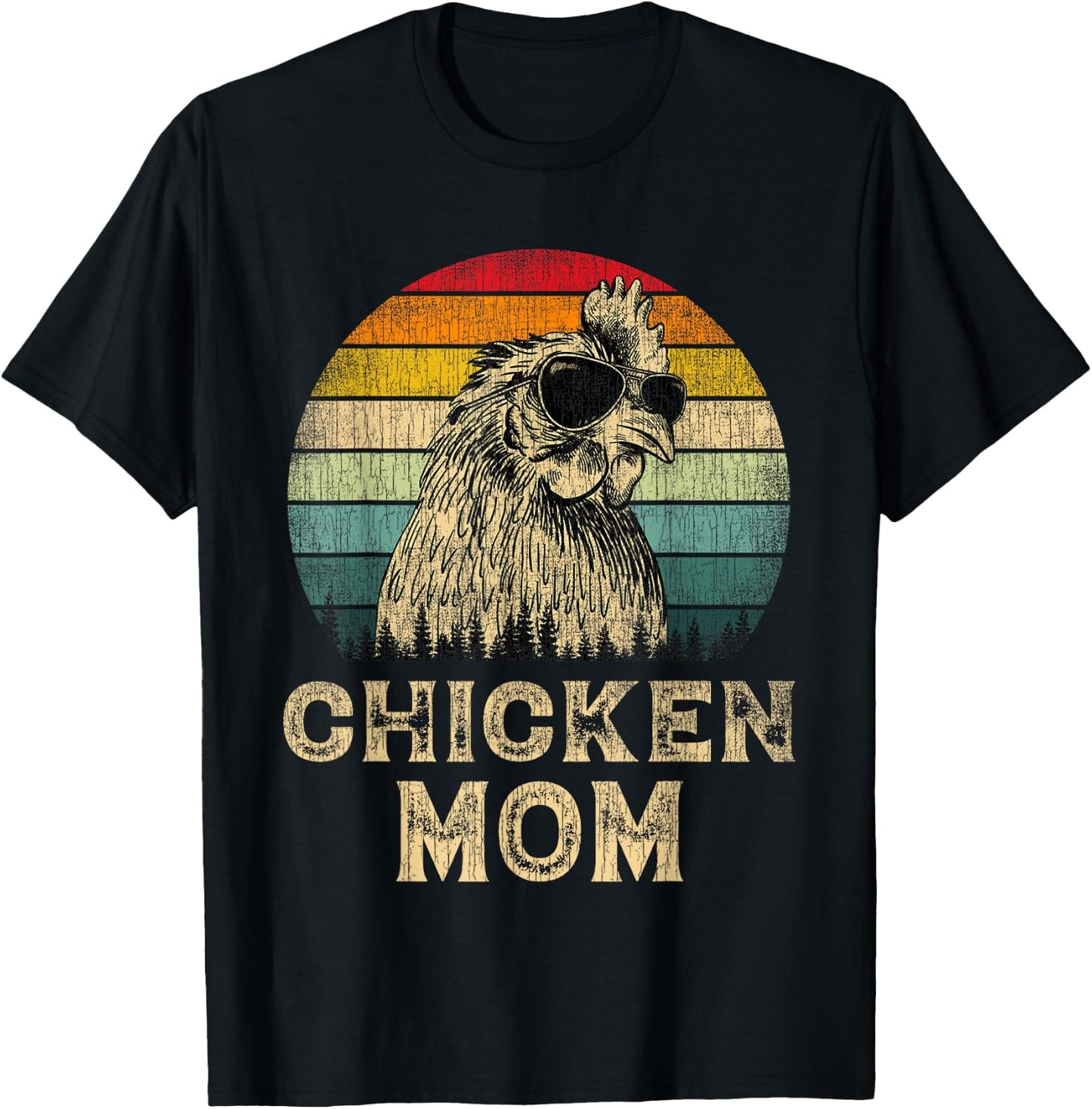 Vintage Chicken Mom Chicken Lovers Mommy Mother's Day T-Shirt - T-Shirt | Black