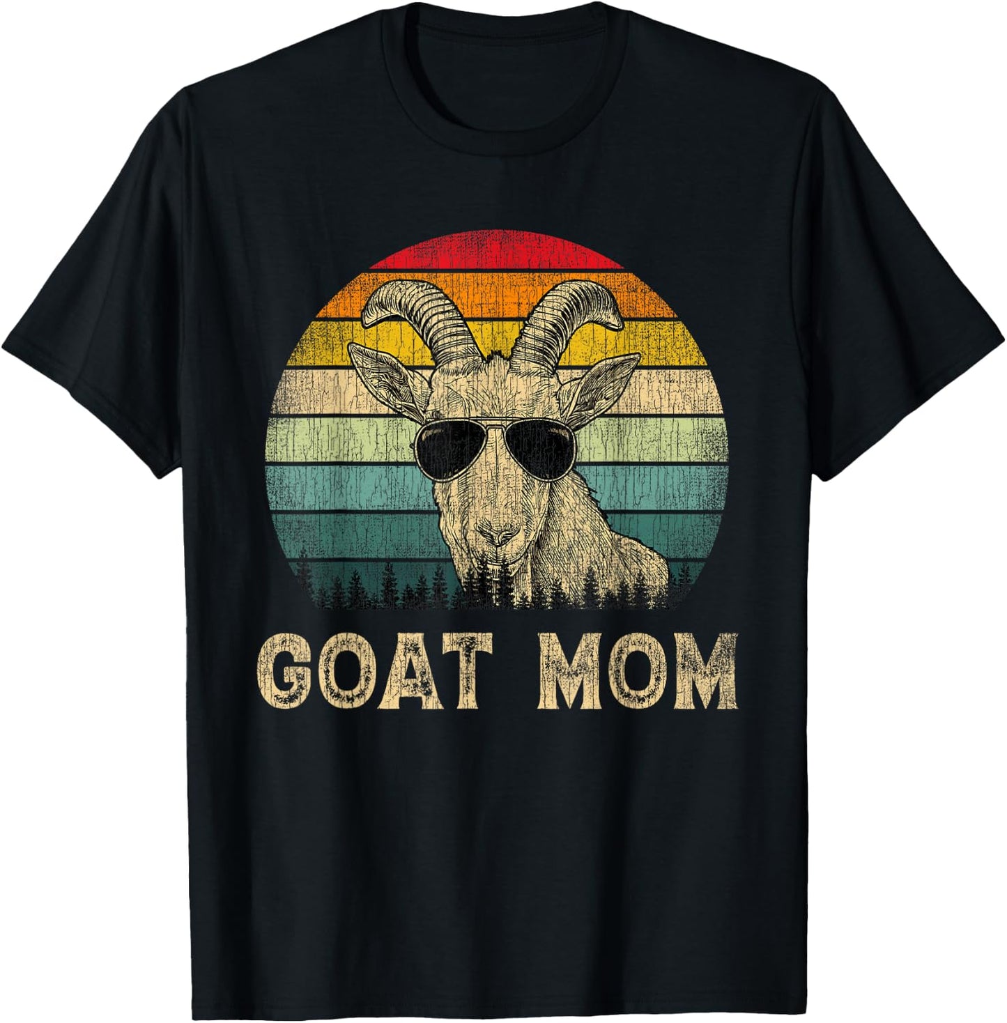 Vintage Goat Mom Goat Lovers Mommy Mother's Day T-Shirt - T-Shirt | Black