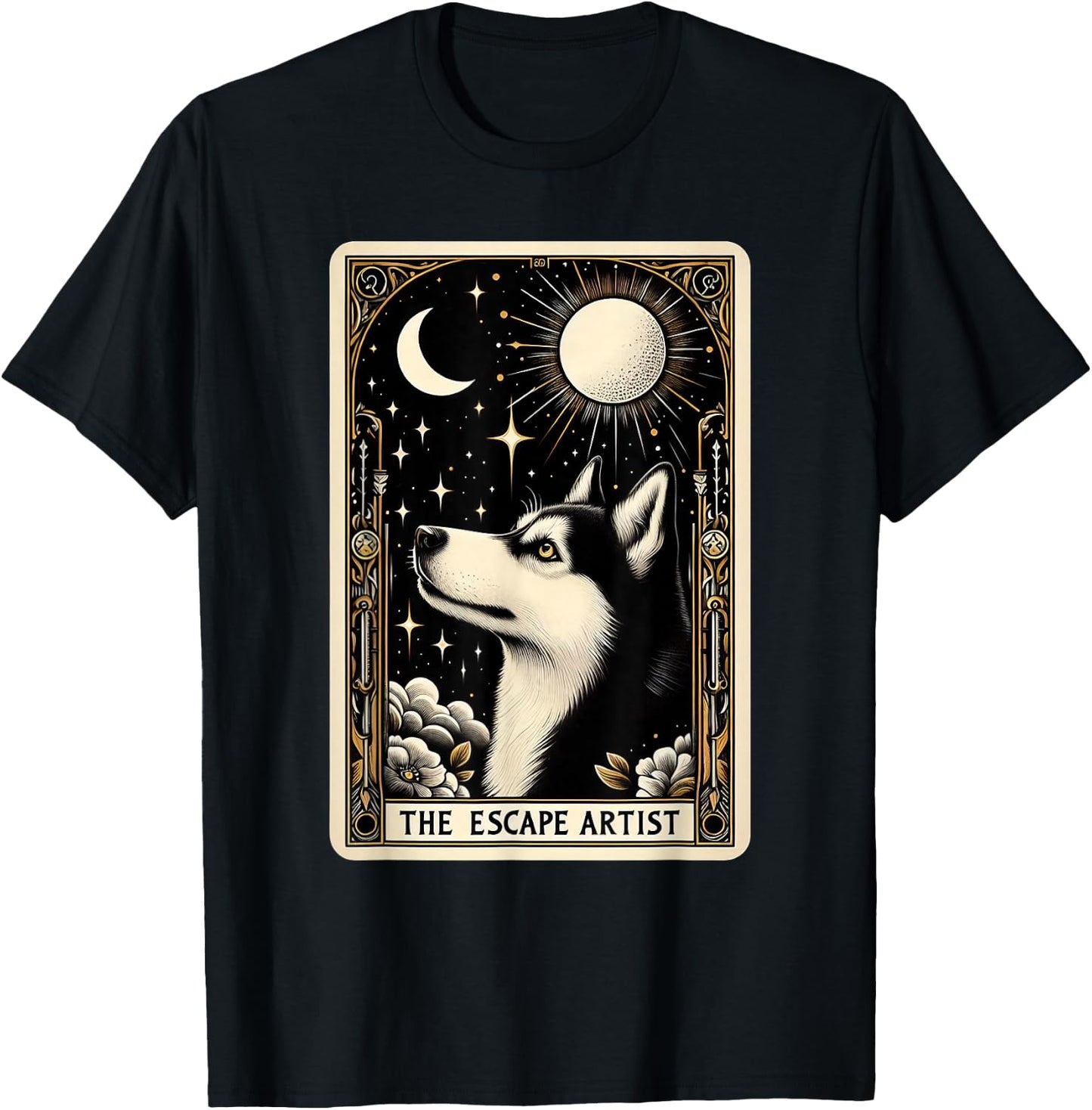 Funny Siberian Husky Tarot Card Husky Lover Men Women T-Shirt - T-Shirt | Black