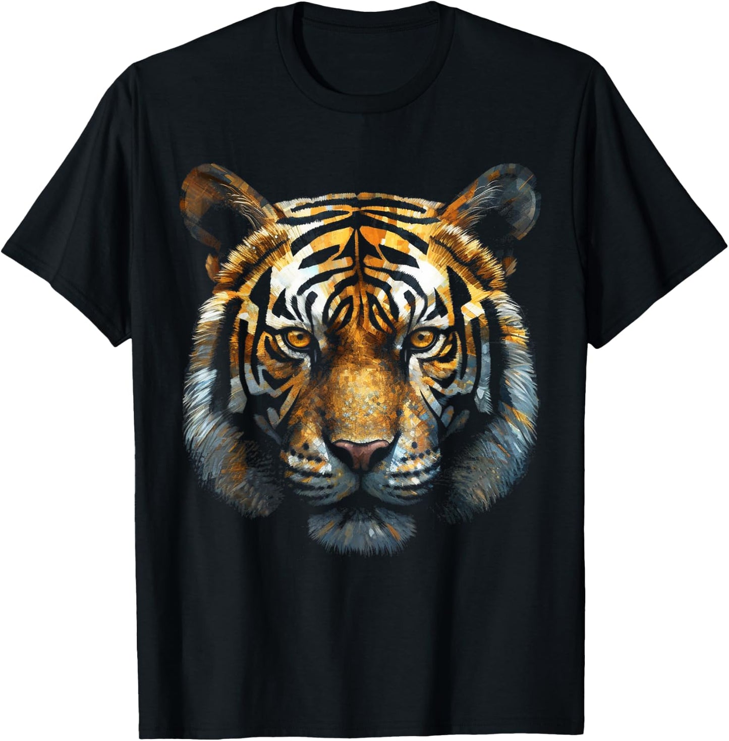 Tiger Animal Art Motif Tiger T-Shirt - T-Shirt | Black