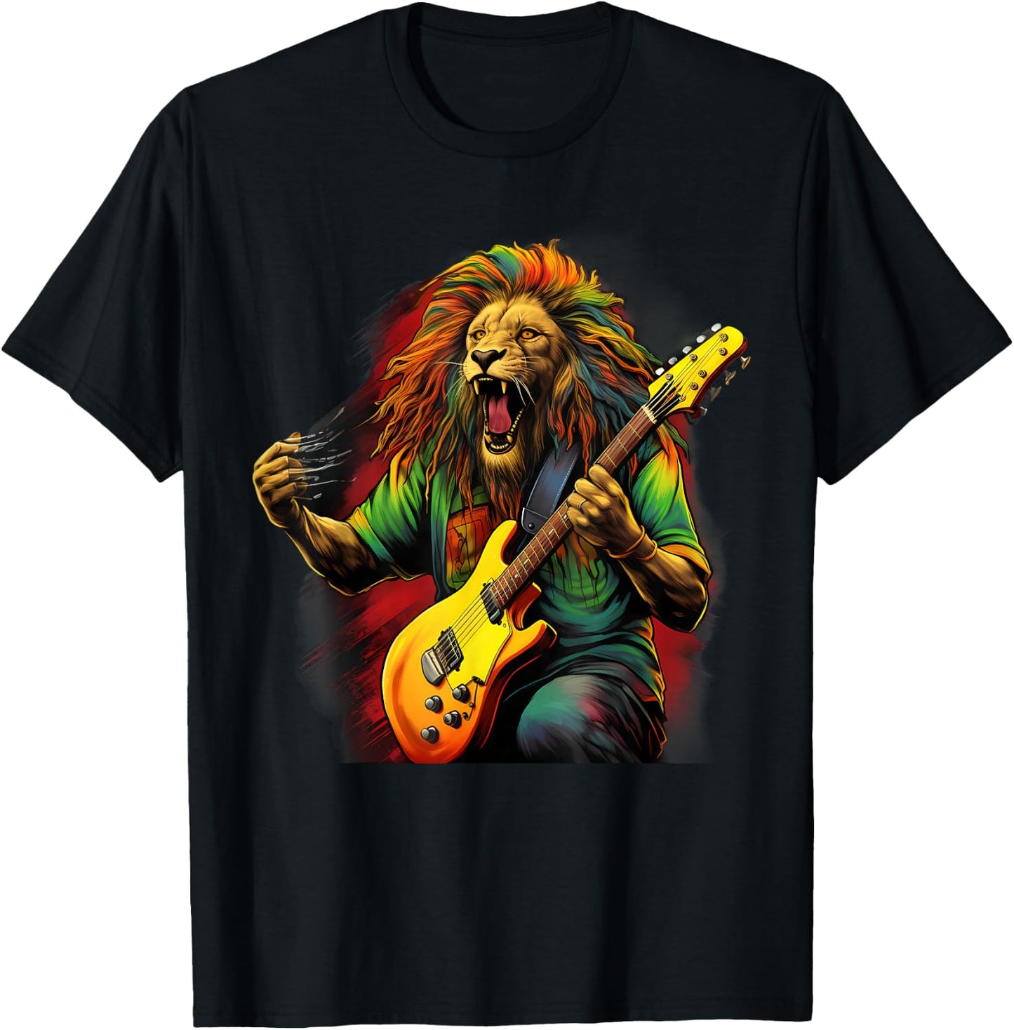 Rasta Reggae Lion Jamaican Roots Lion of Judah Reggae Music T-Shirt - T-Shirt | Black
