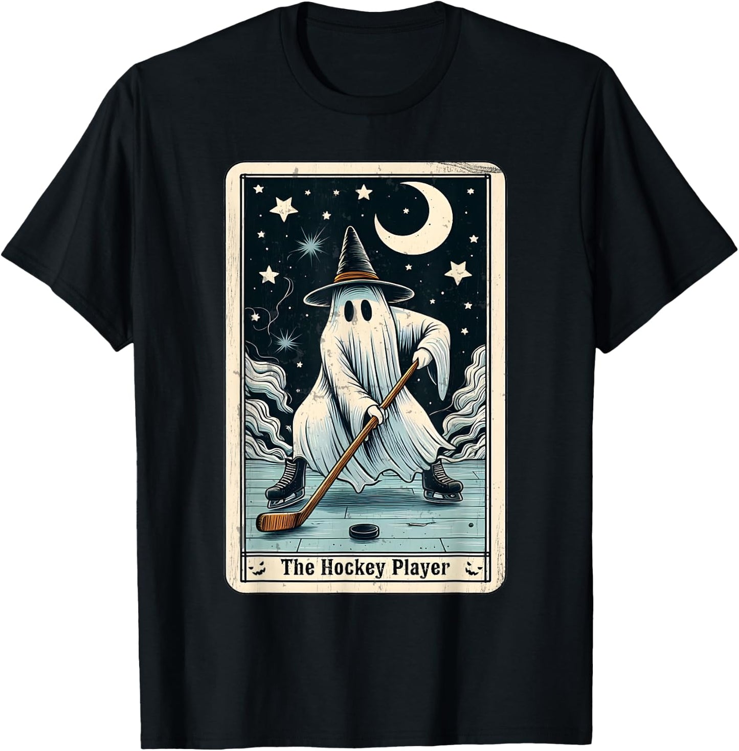 Hockey Ghost Tarot Card Halloween Ice Hockey Costume T-Shirt - T-Shirt | Black