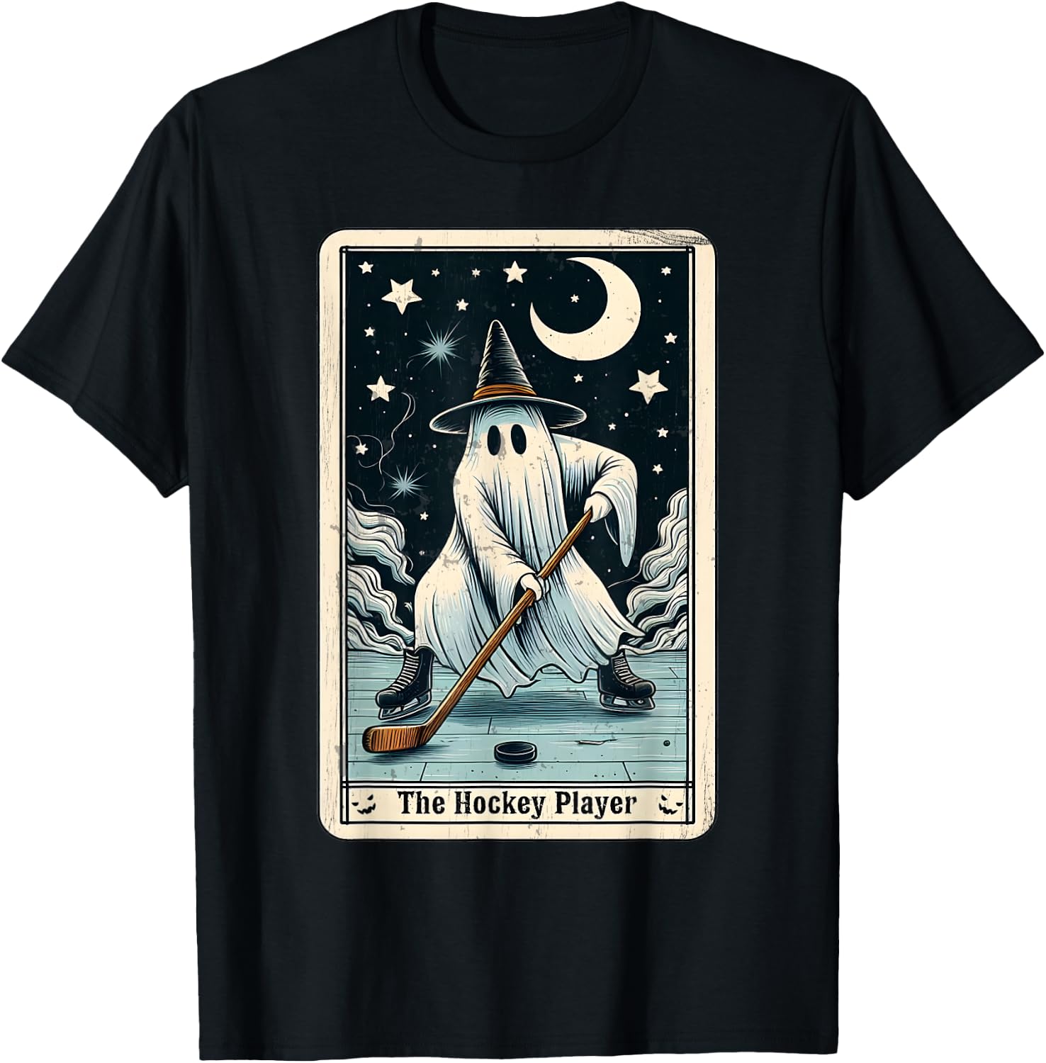 Hockey Ghost Tarot Card Halloween Ice Hockey Costume T-Shirt - T-Shirt | Black