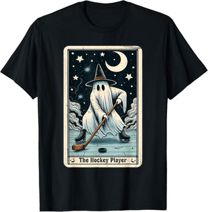 Hockey Ghost Tarot Card Halloween Ice Hockey Costume T-Shirt - T-Shirt | Black