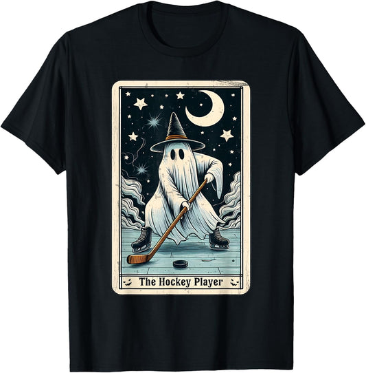 Hockey Ghost Tarot Card Halloween Ice Hockey Costume T-Shirt - T-Shirt | Black