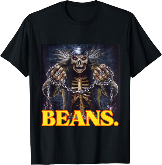 Beans Enjoyer Funny Cringe Hard Skeleton Meme T-Shirt - T-Shirt | Black