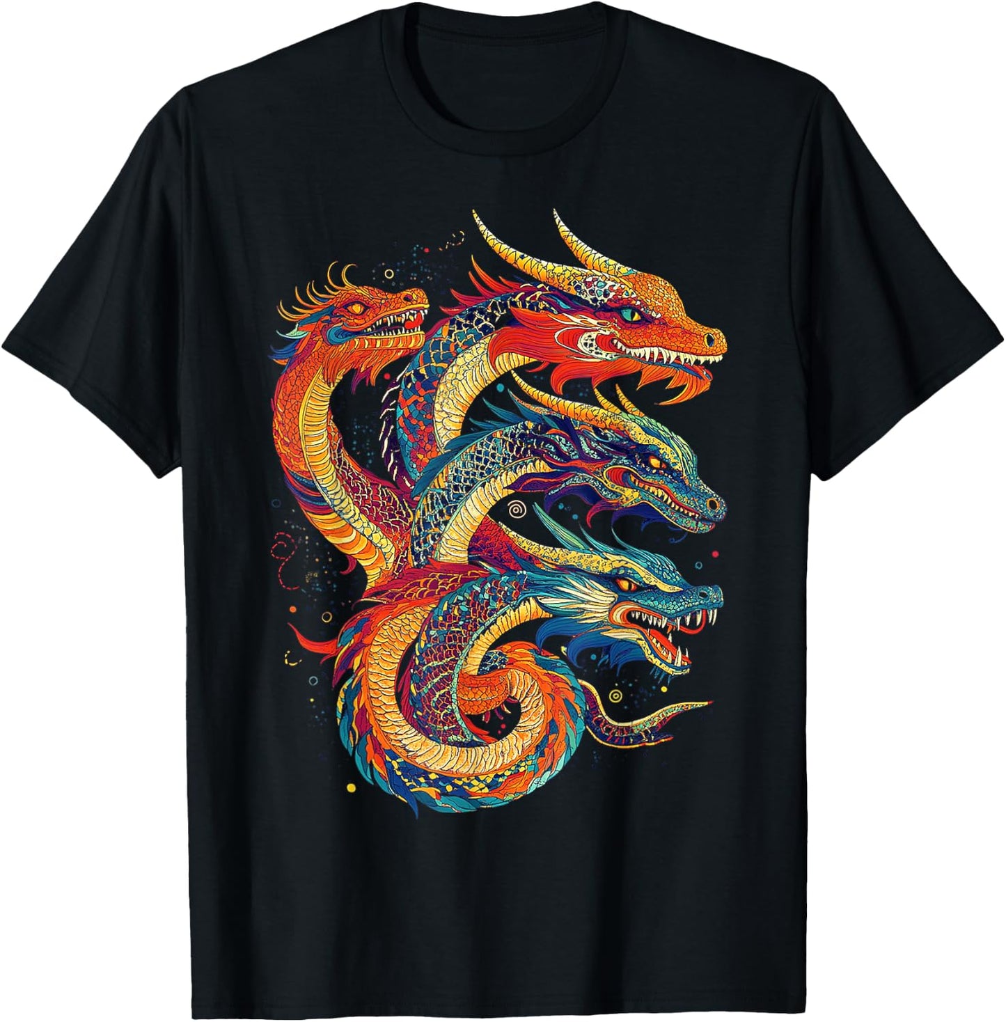 Hydra Dragon Graphic Mythical Art Hydra Dragon T-Shirt - T-Shirt | Black