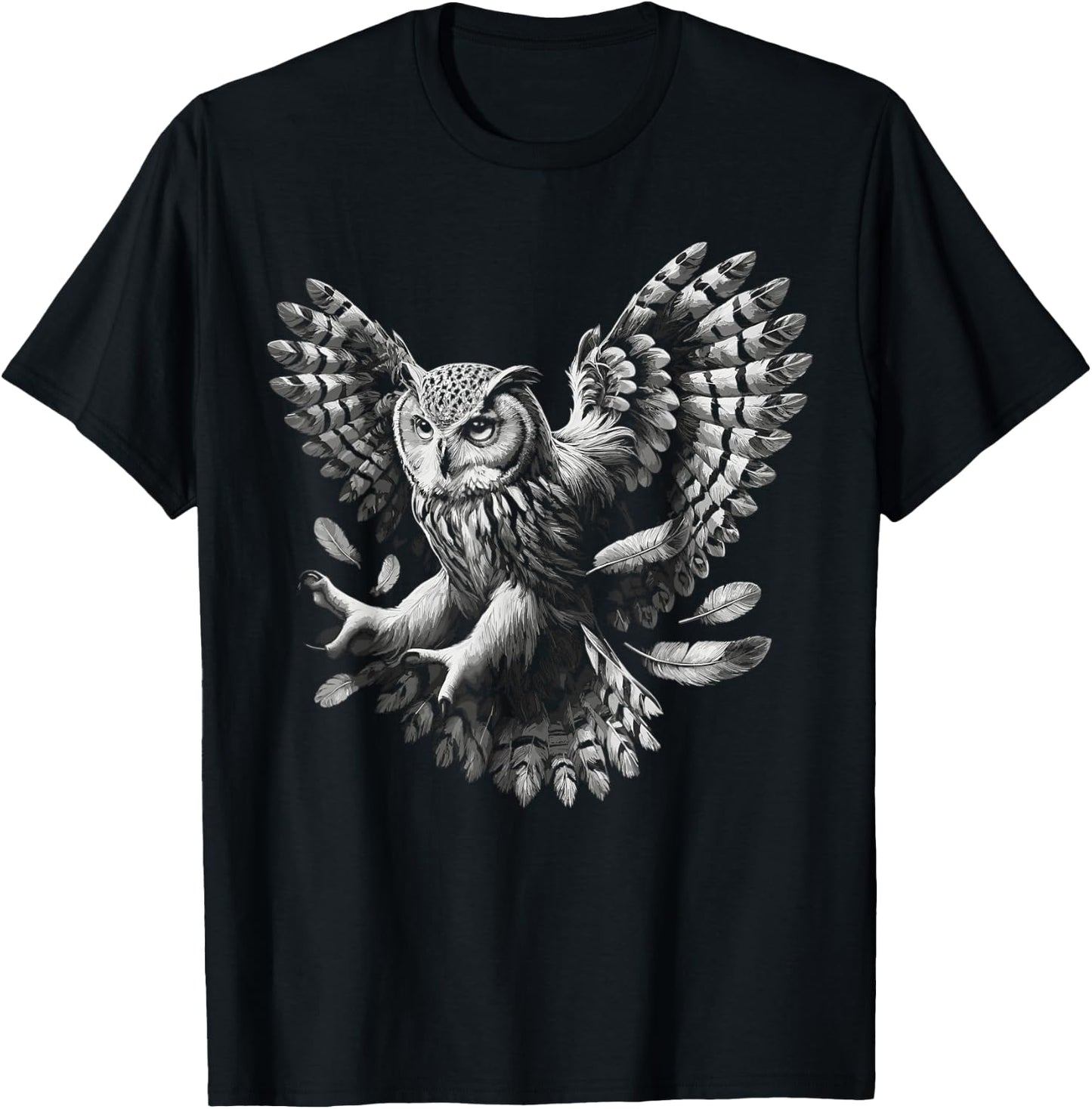 Owl Bird Art Animal Owl T-Shirt - T-Shirt | Black