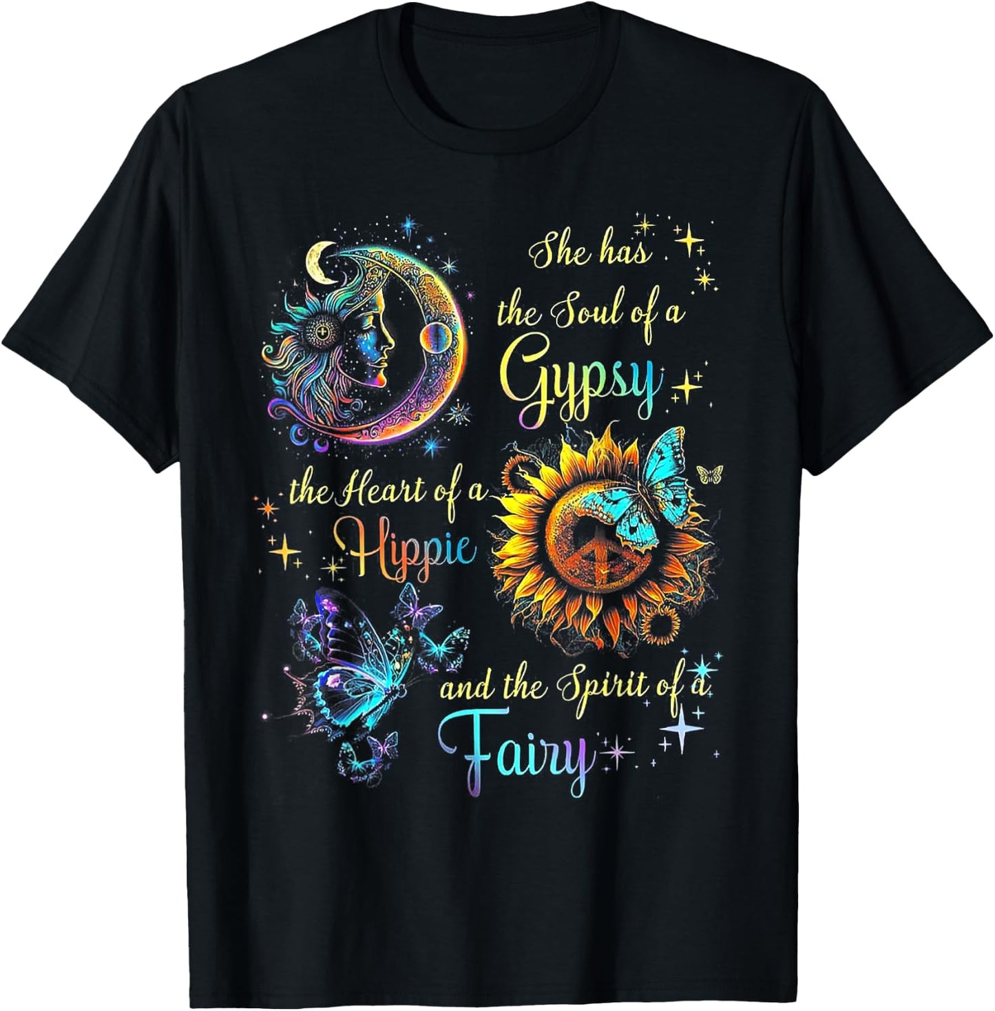 She Has She Soul Of A Gypsy The Heart Of A Hippie T-Shirt - T-Shirt | Black