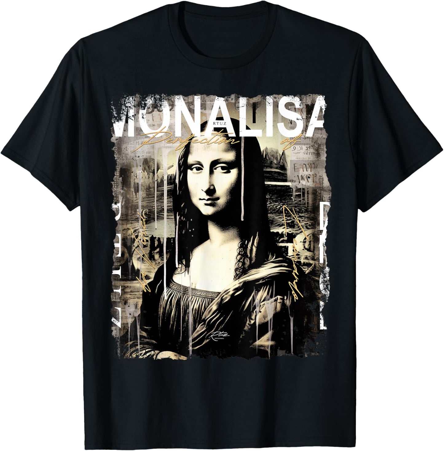 Mona Lisa Aesthetic Clothes Vintage Y2K Streetwear Women Men T-Shirt - T-Shirt | Black