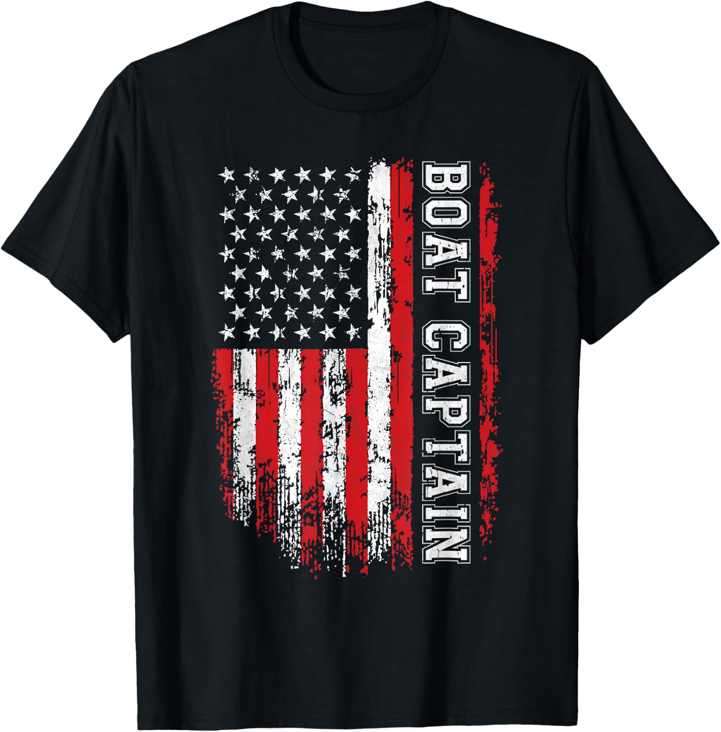 Boat Captain American Flag Boating T-Shirt - T-Shirt | Black