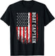 Boat Captain American Flag Boating T-Shirt - T-Shirt | Black