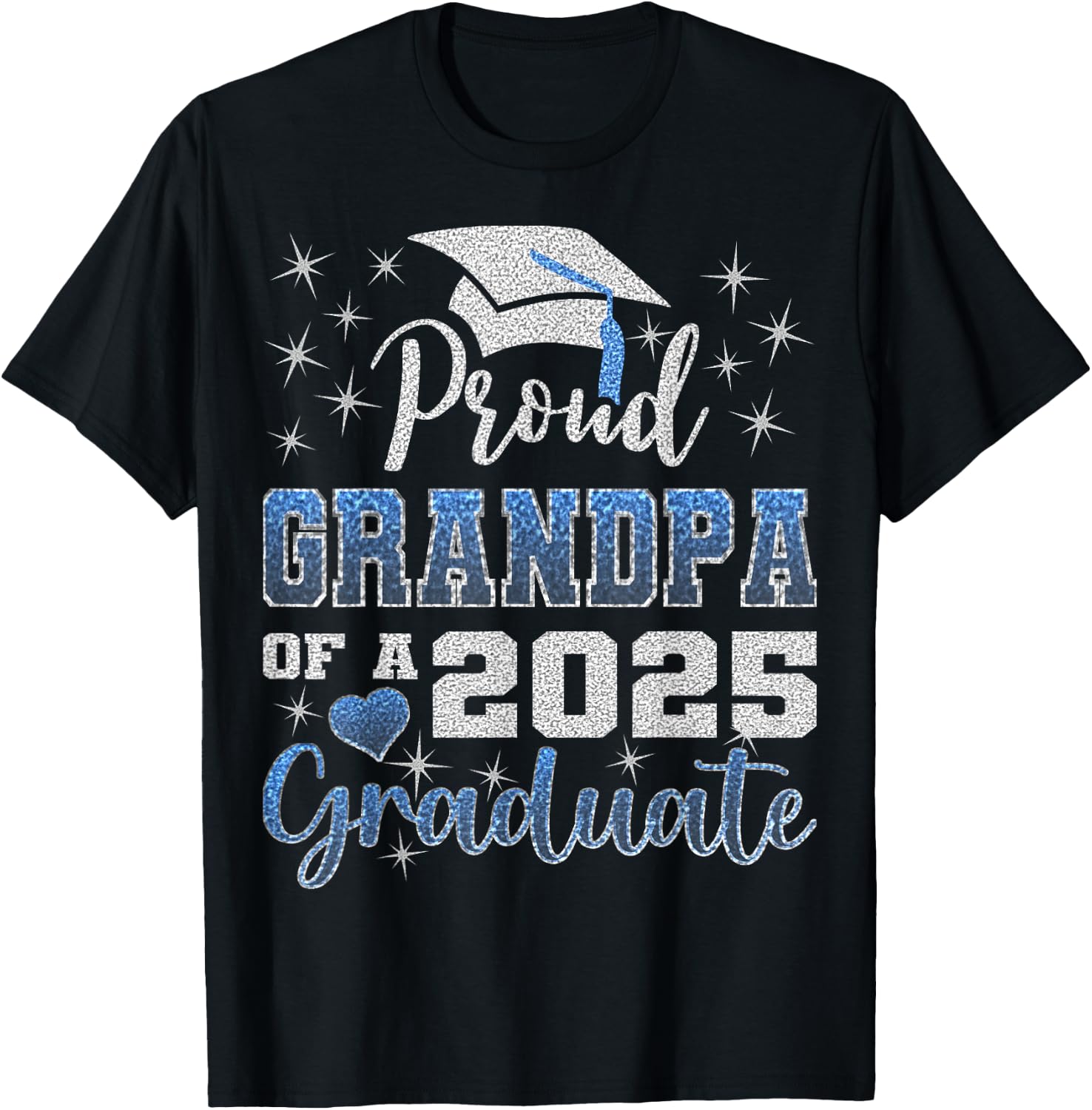 Super Proud Grandpa of 2025 Graduate Awesome Family College T-Shirt - T-Shirt | Black